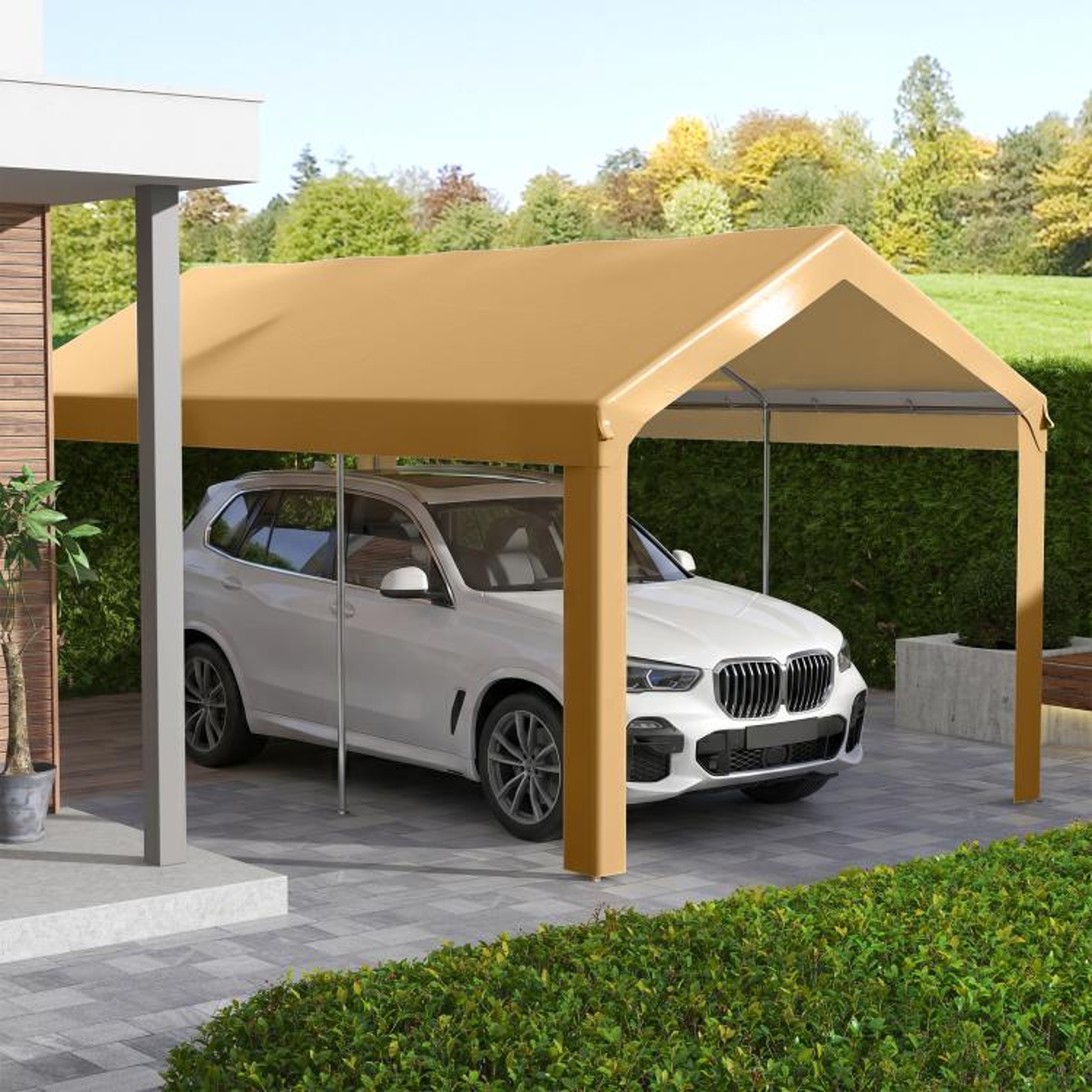 10 X 20 Ft Carport Replacement Canopy Roof UVResistant Beige Cover 2
