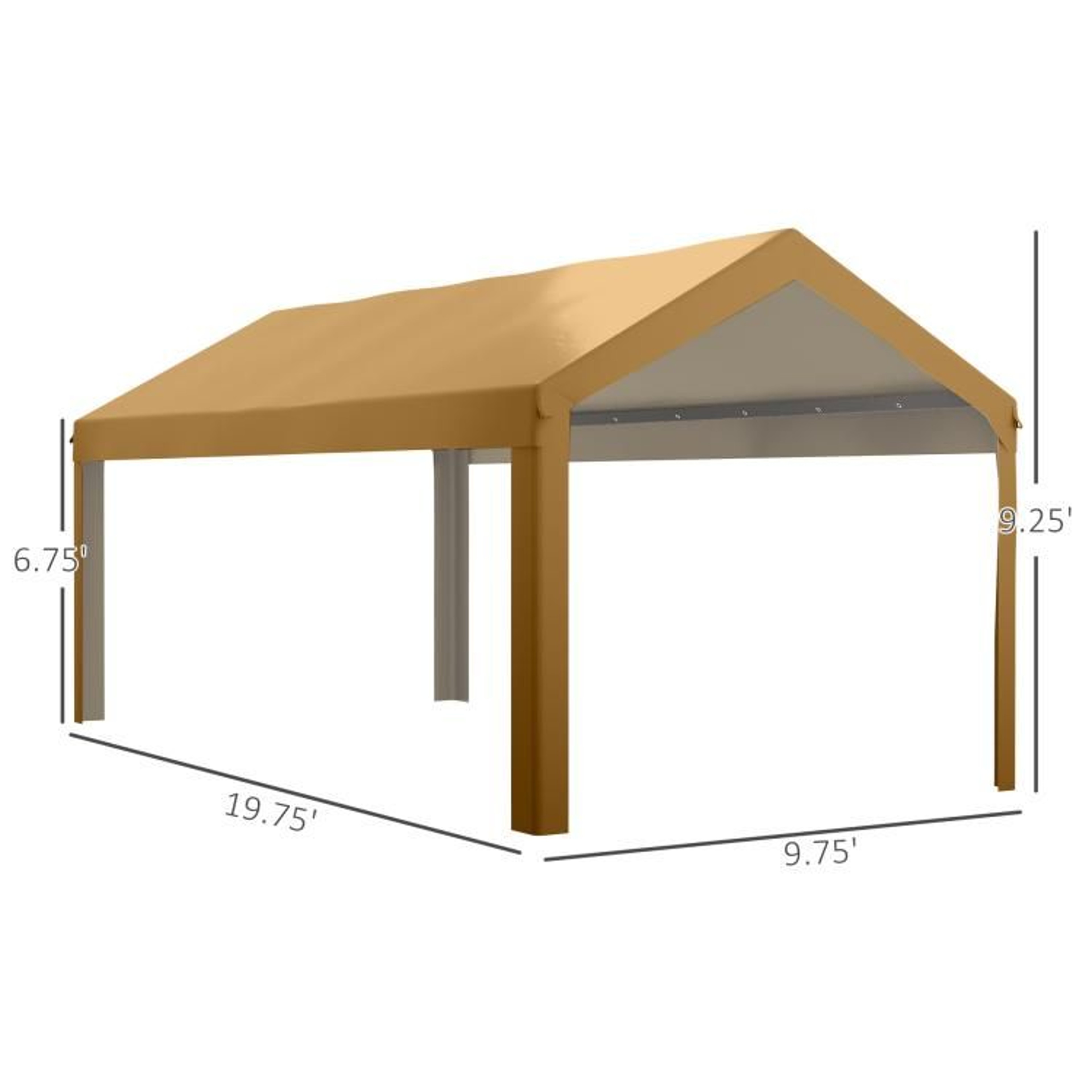 10 X 20 Ft Carport Replacement Canopy Roof UVResistant Beige Cover 3