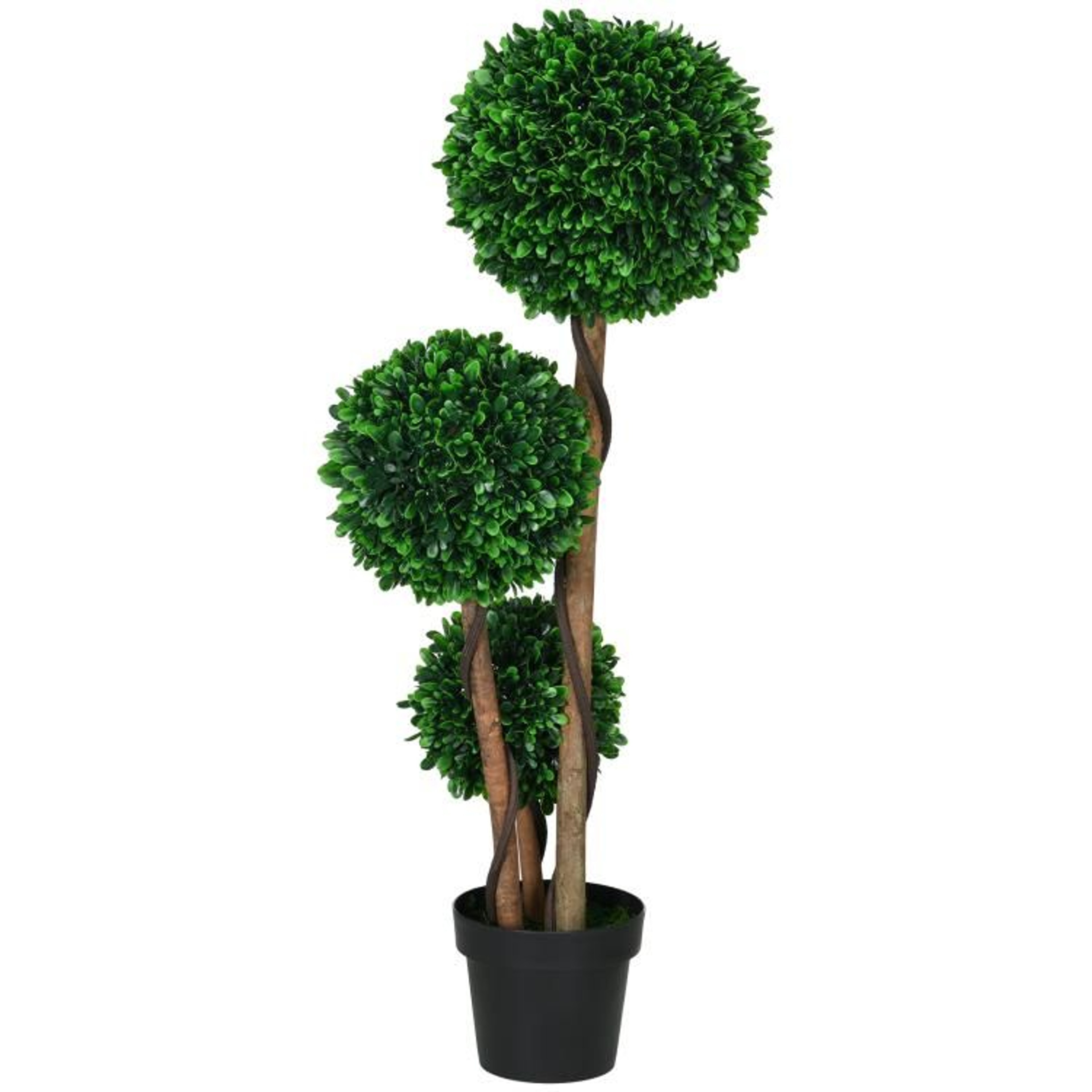 35 Ft Artificial Boxwood Topiary Tree With Triple Ball Design And Planter Pot 1