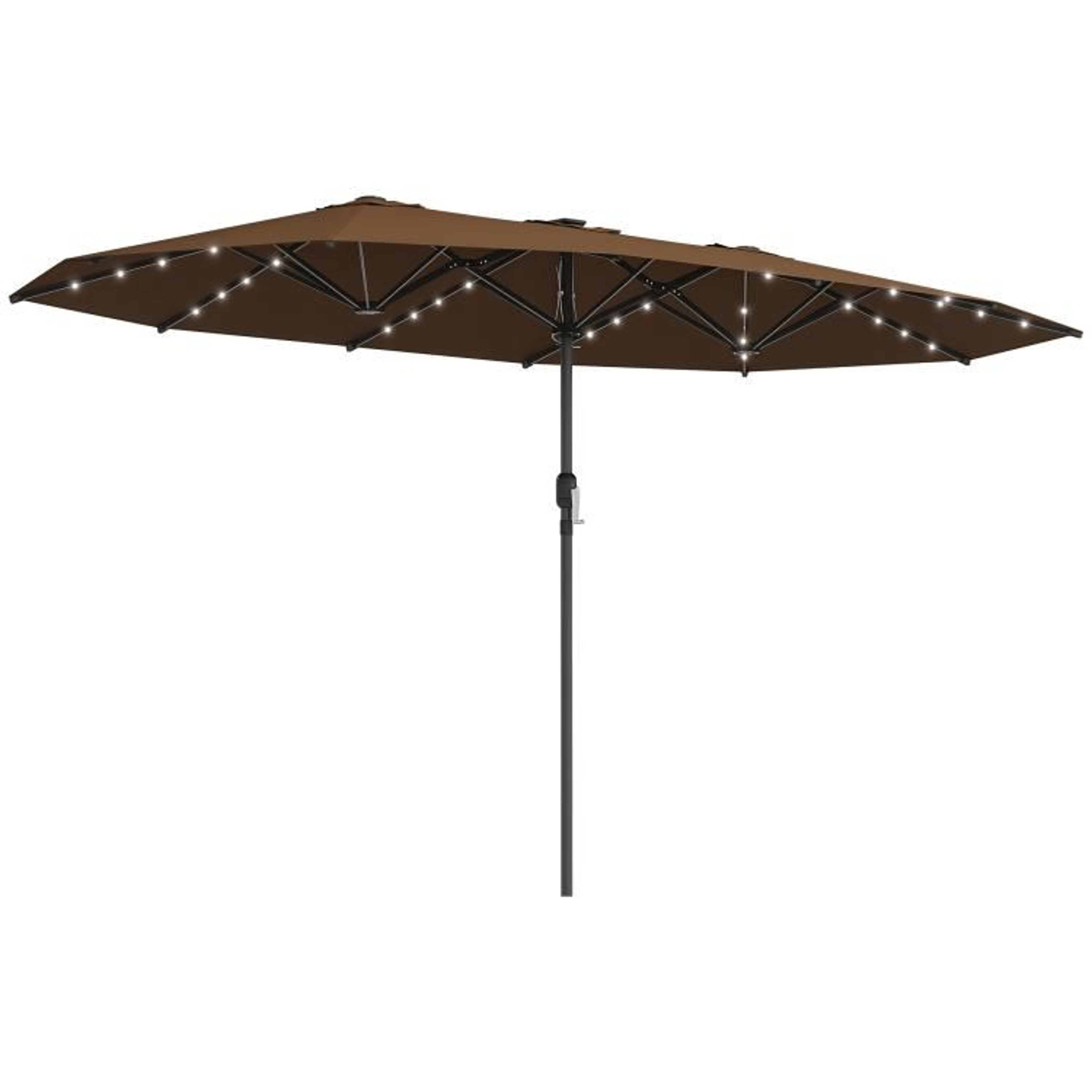 DoubleSided Patio Umbrella With 48 Solar LED Lights And Crank Handle 0