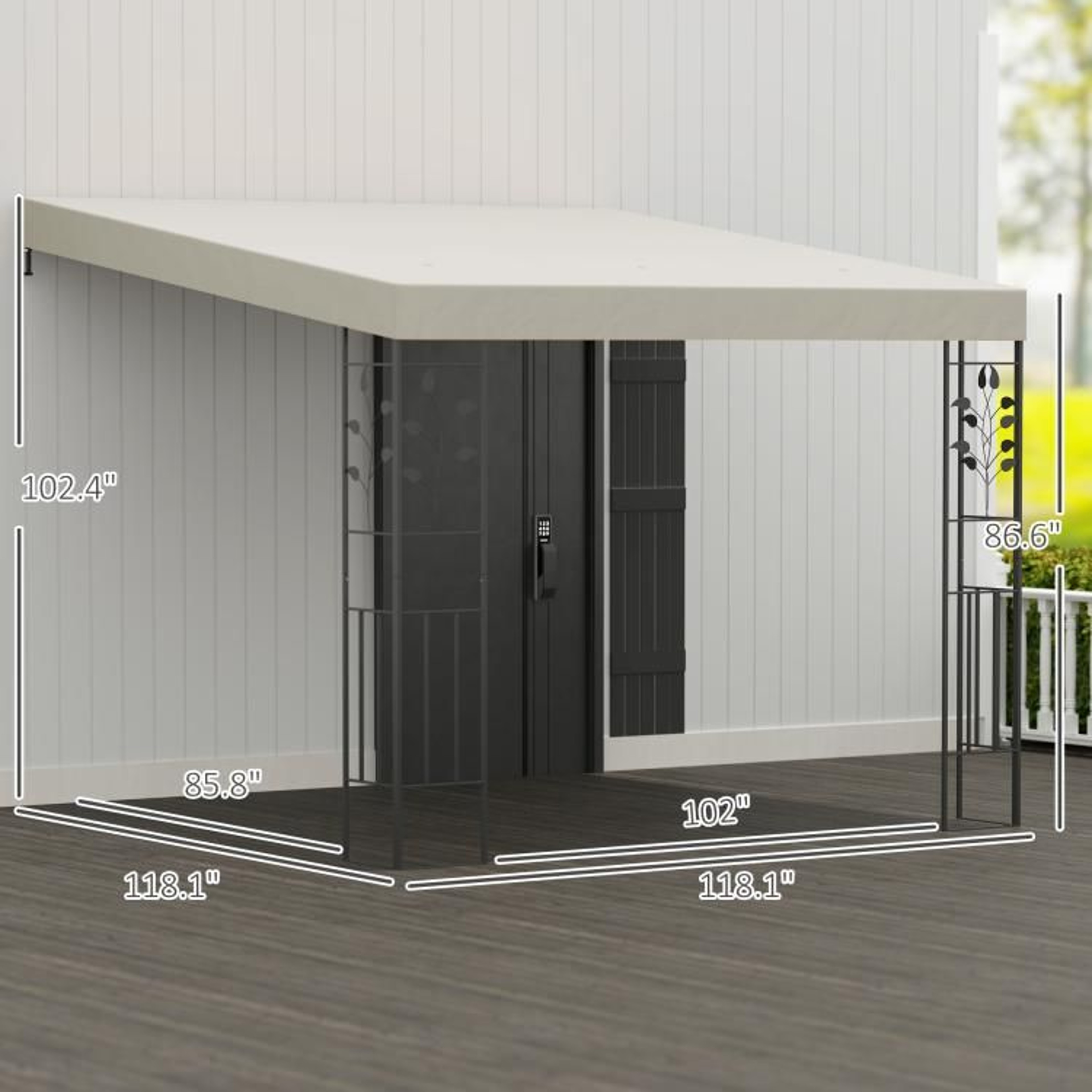 10 X 10 Ft Outdoor Metal Pergola Canopy With Drainage Holes  Cream White 4