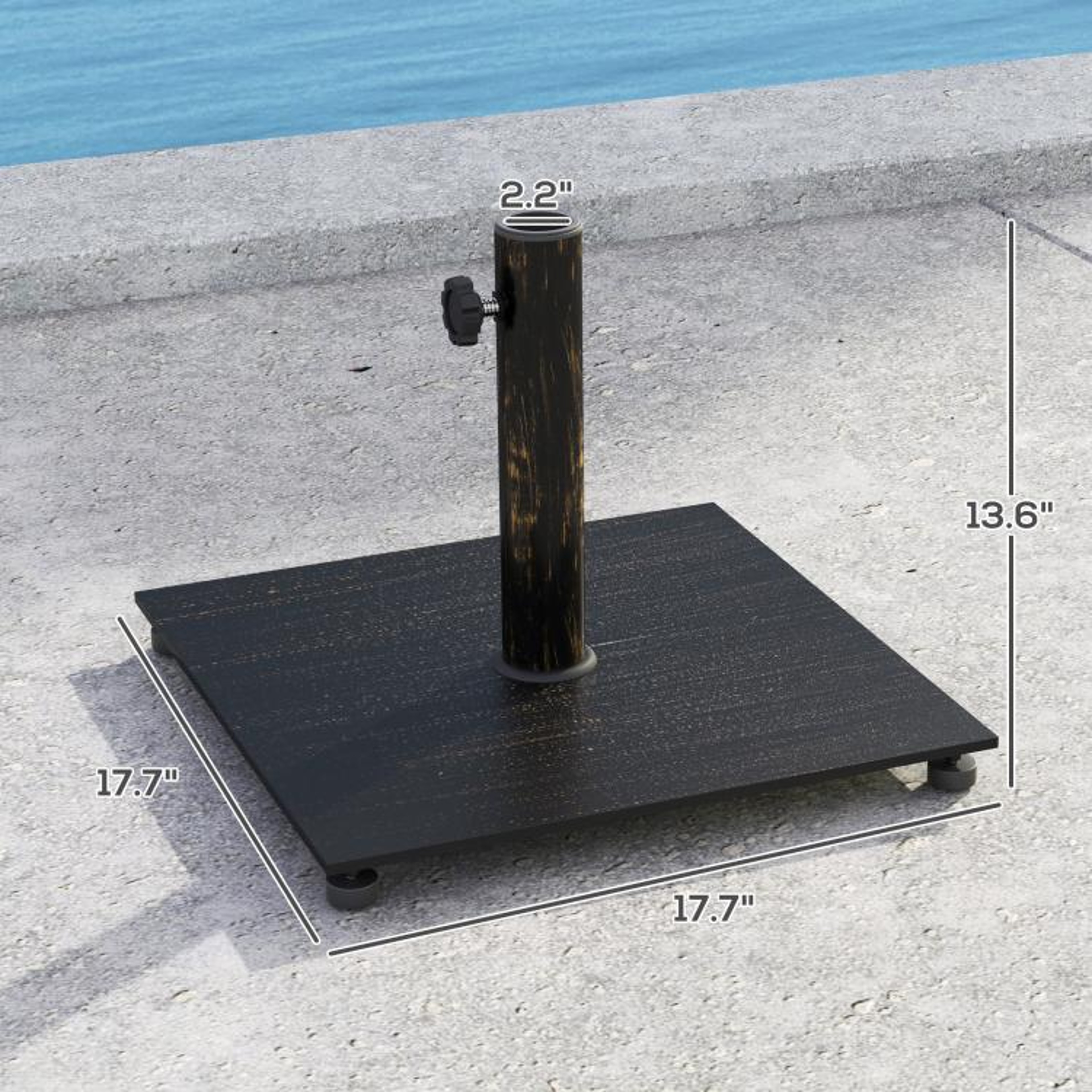 29 Lb Square Patio Umbrella Base With Adjustable Feet Bronze Metal Stand 3
