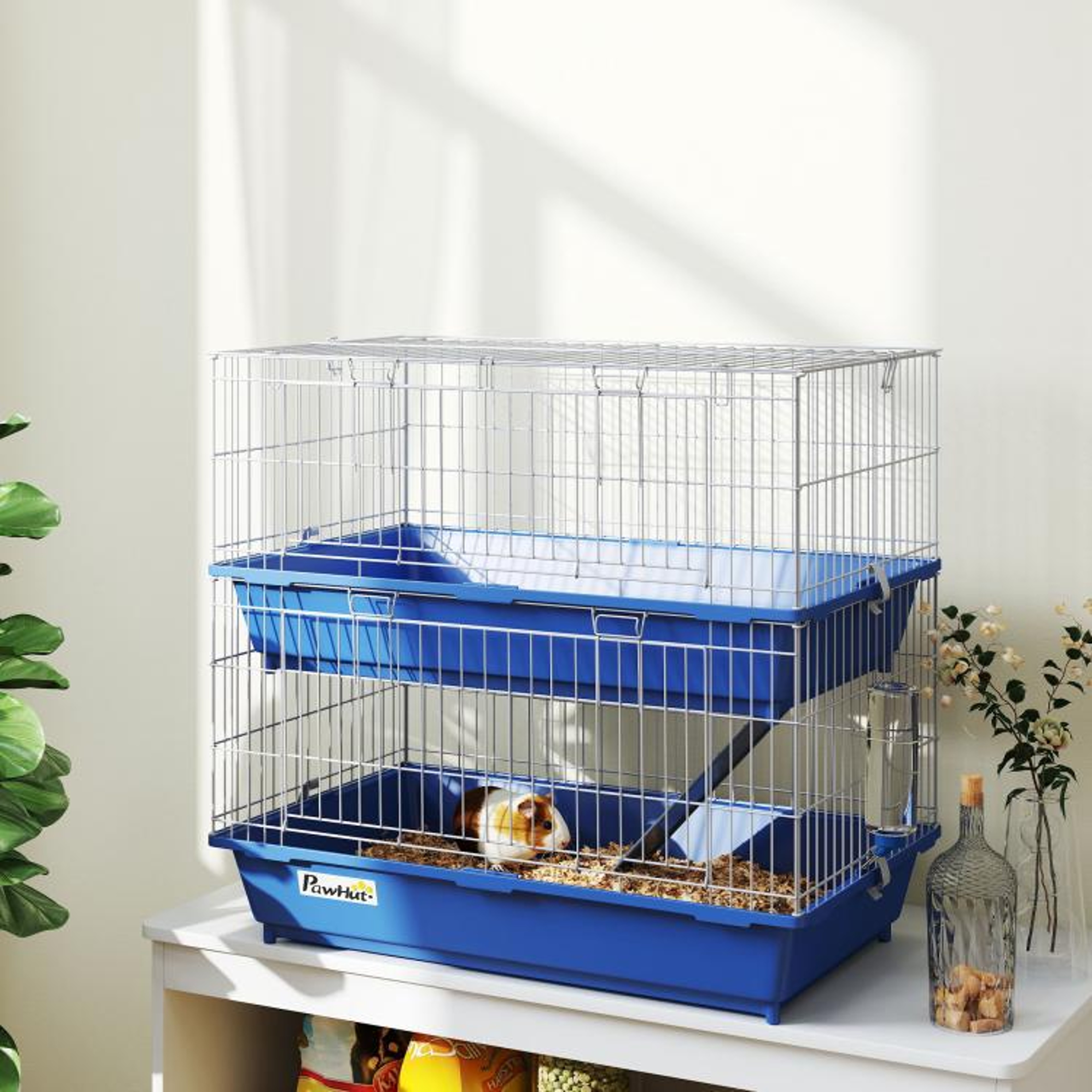 2Tier Small Animal Cage For Guinea Pigs Ferrets And Chinchillas With Feeding Accessories  Blue 3