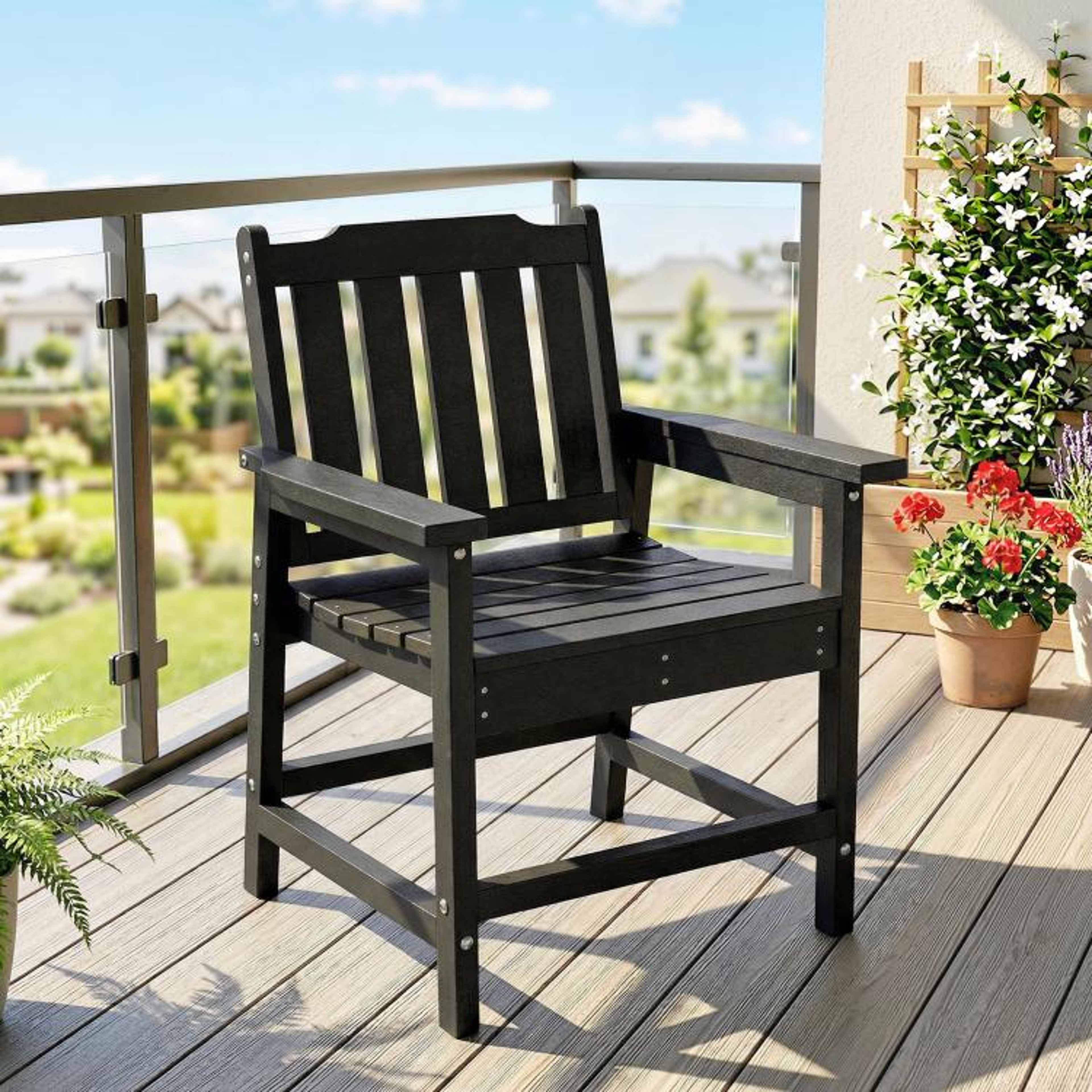 AllWeather HDPE Patio Dining Chair With Armrests  Black 2