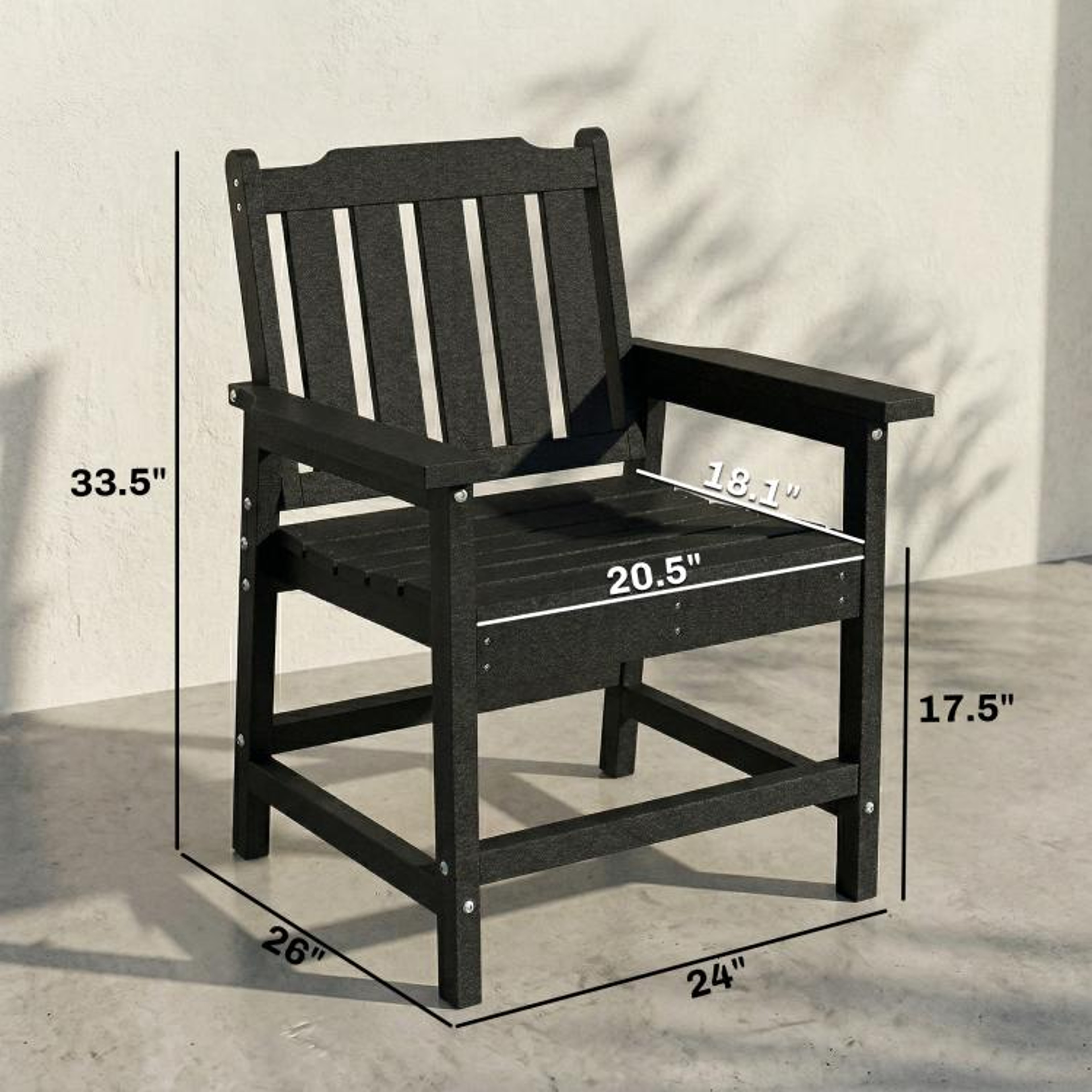 AllWeather HDPE Patio Dining Chair With Armrests  Black 3