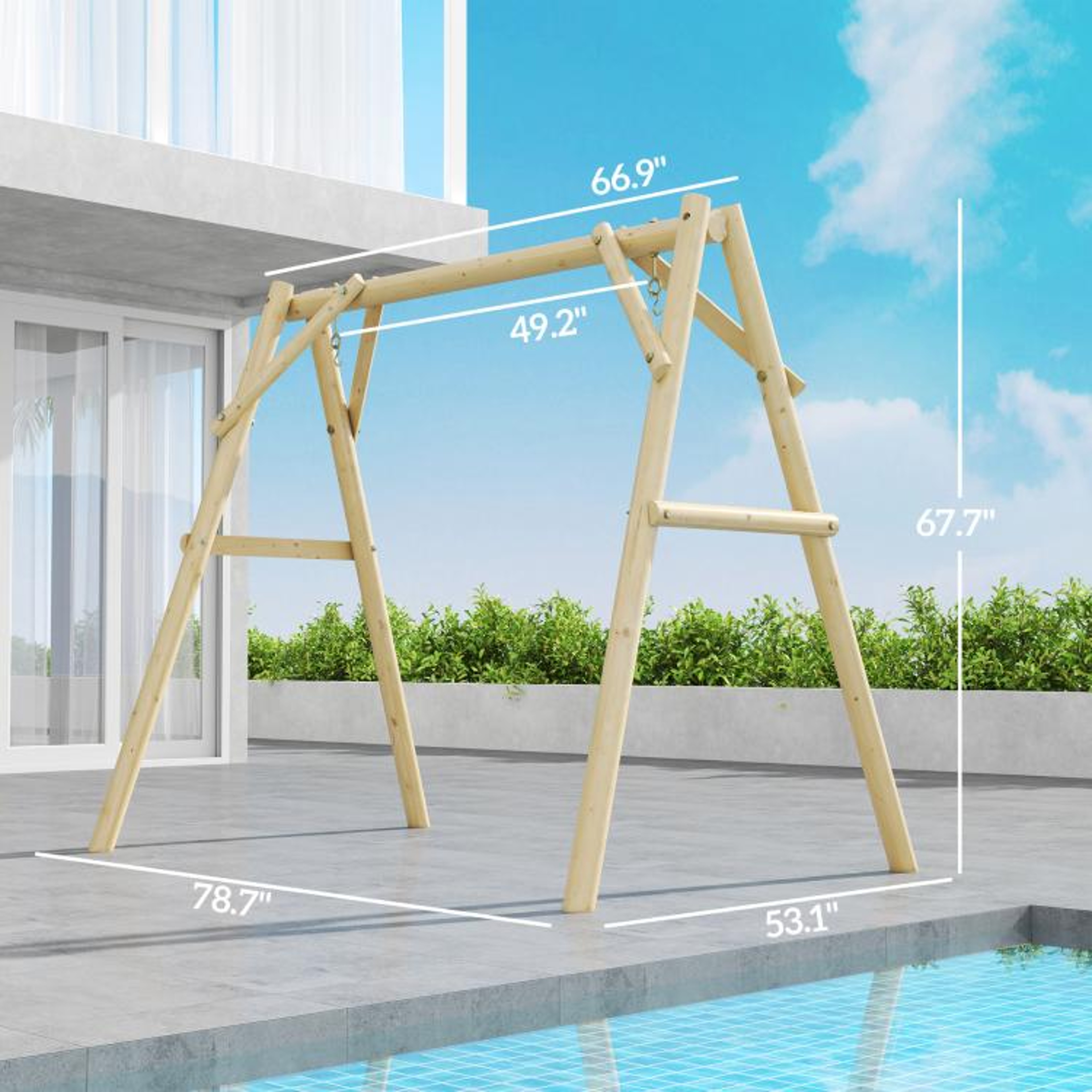 660 Lb Heavy Duty Wooden Porch Swing Frame AFrame Outdoor Swing Stand 4