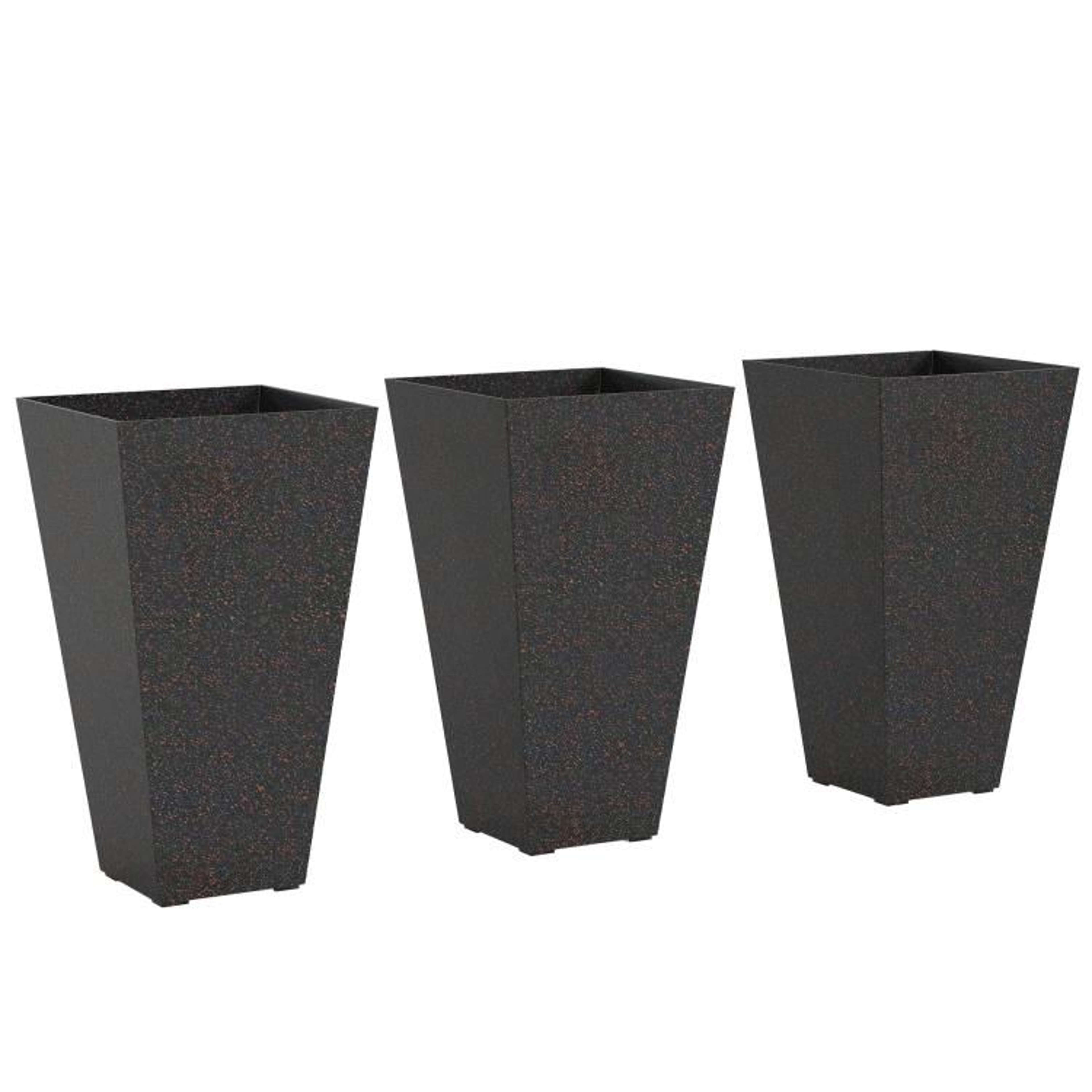 28 Inch Tall Planters Set Of 3 With Marble Finish And Drainage Holes  Brown 1