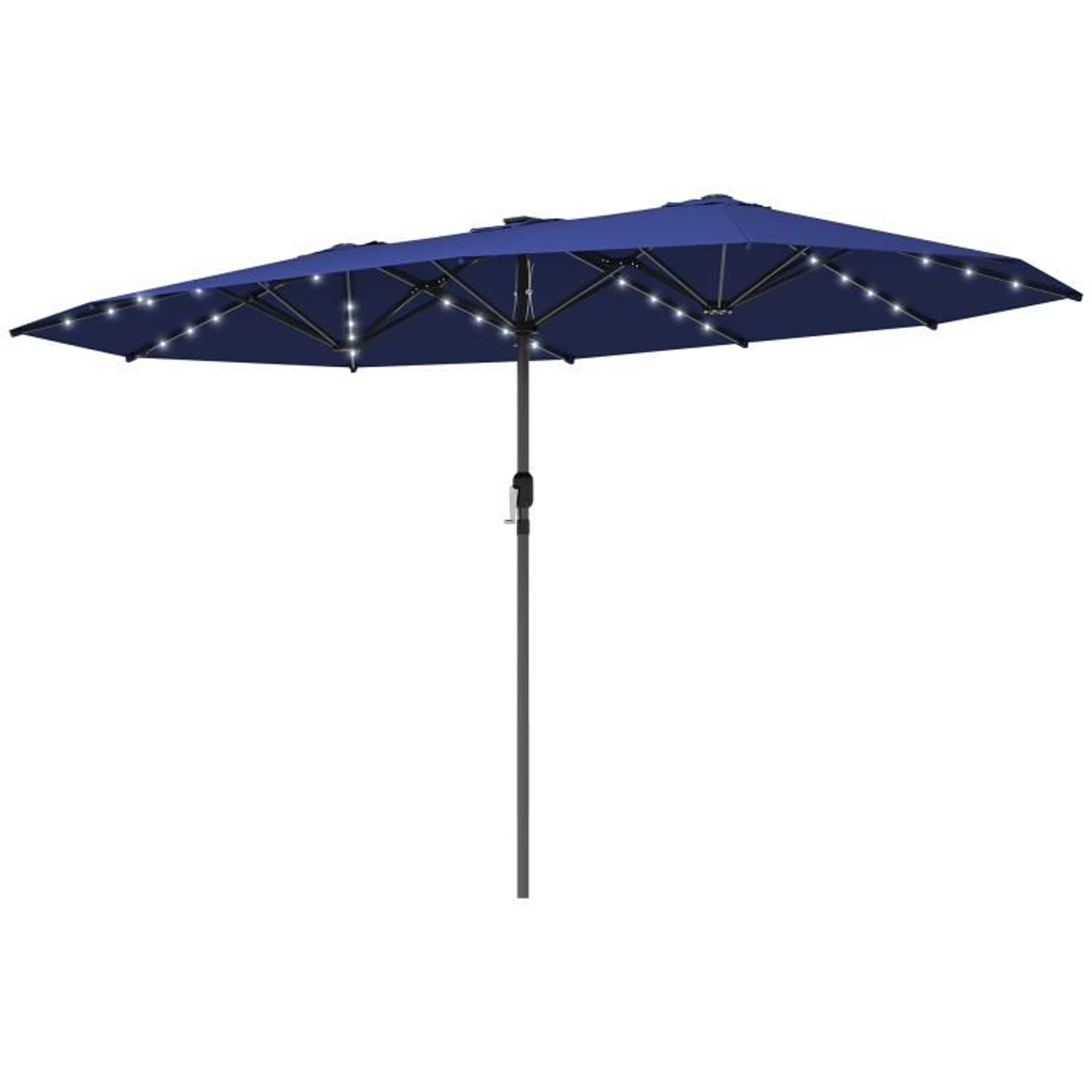 148 Ft DoubleSided Patio Umbrella With 48 Solar LED Lights  Navy Blue 1