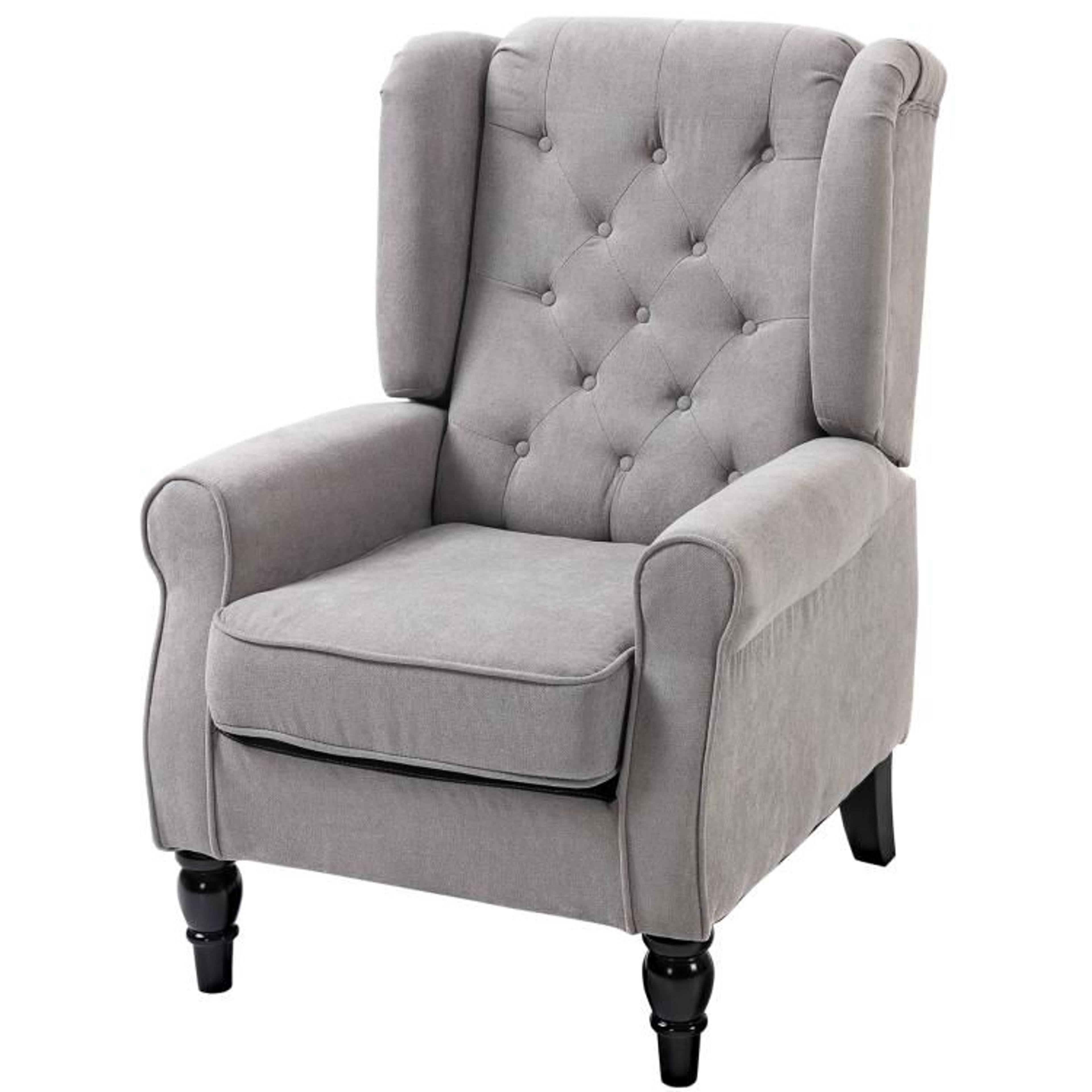 MidCentury Modern Accent Chair With High Wingback And Tufted Upholstery  Gray 1