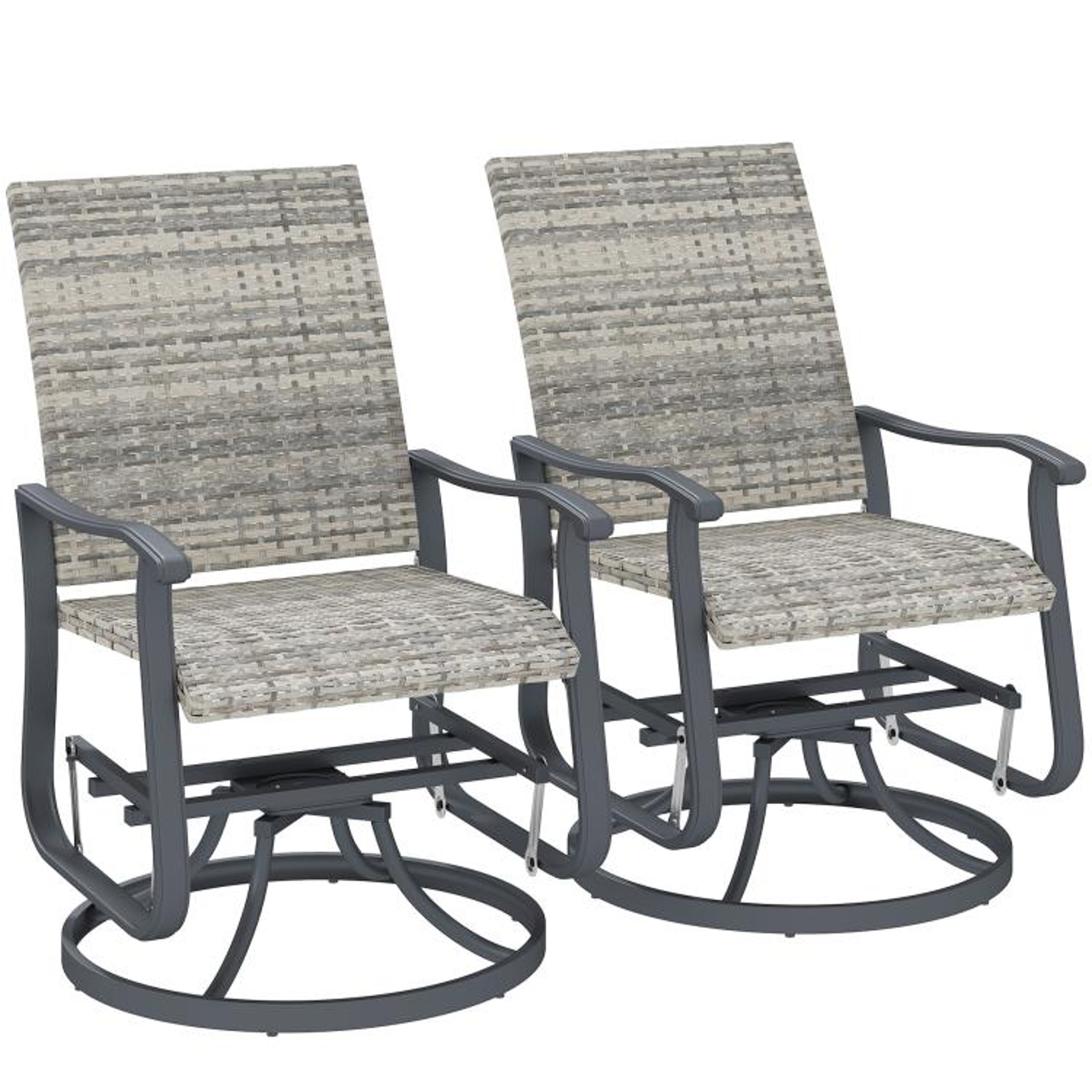 Outdoor Wicker Swivel Glider Chairs Set Of 2 With Steel Frame Yellow 0