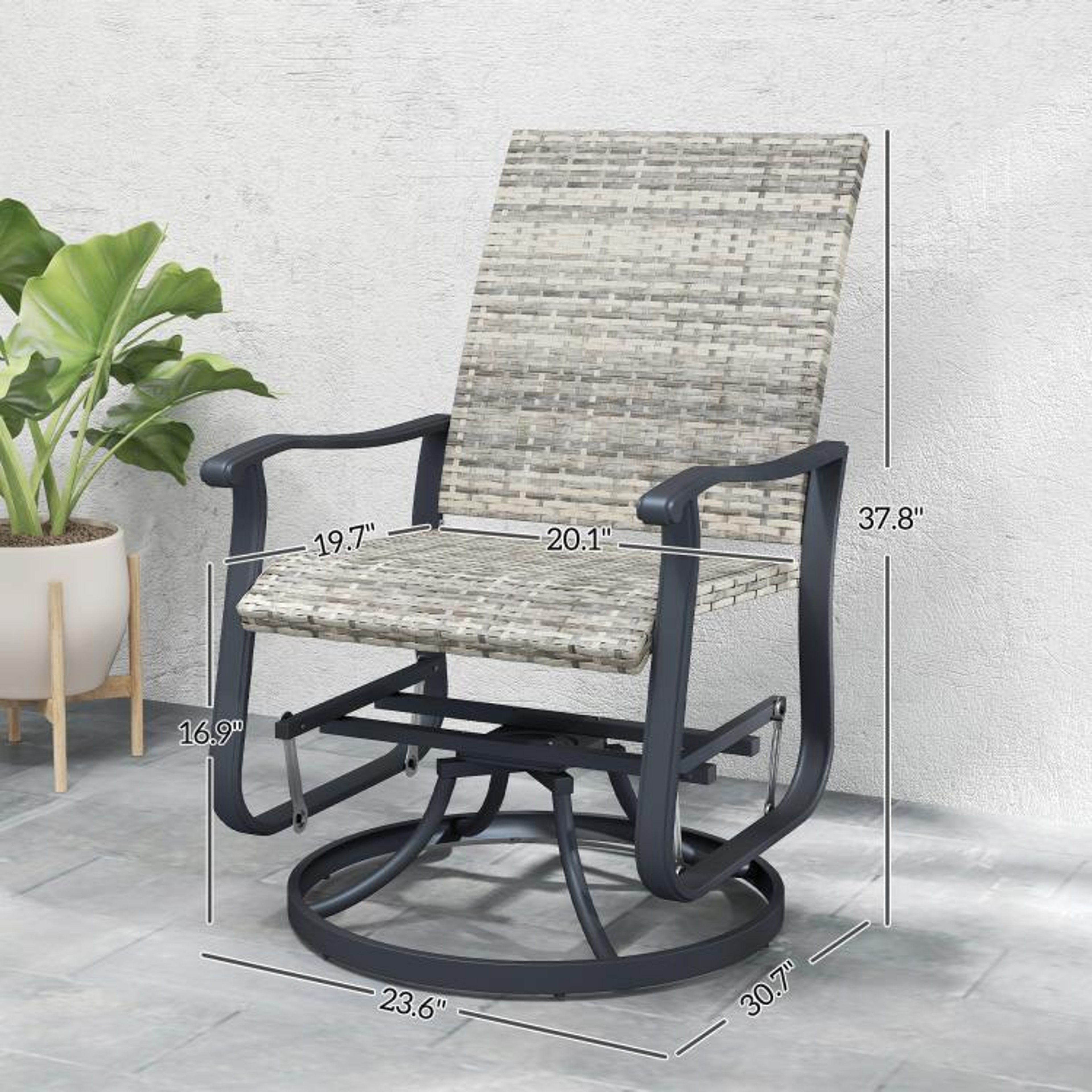 Outdoor Wicker Swivel Glider Chairs Set Of 2 With Steel Frame Yellow 4