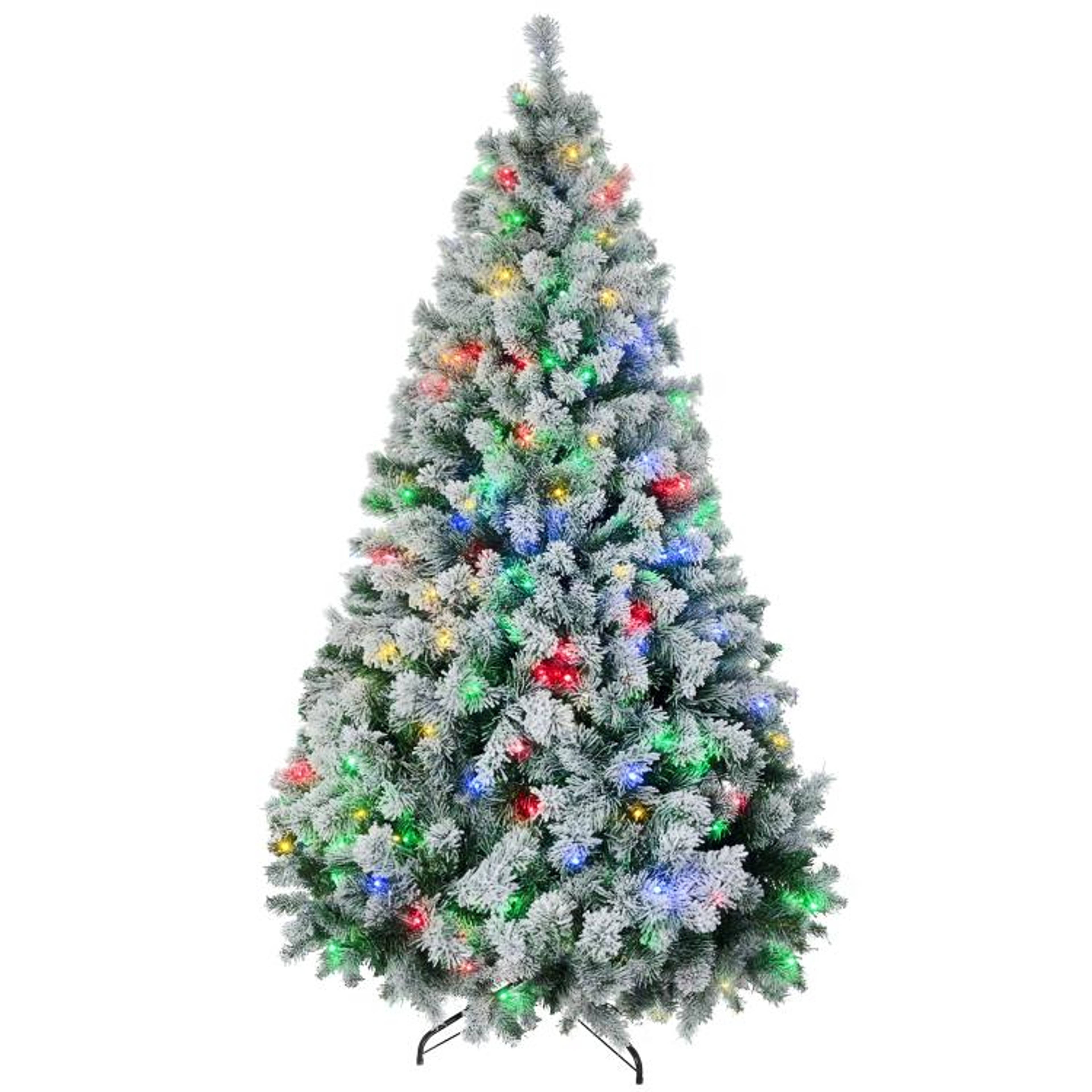75 Ft PreLit Flocked Artificial Christmas Tree With 550 LED Lights 0