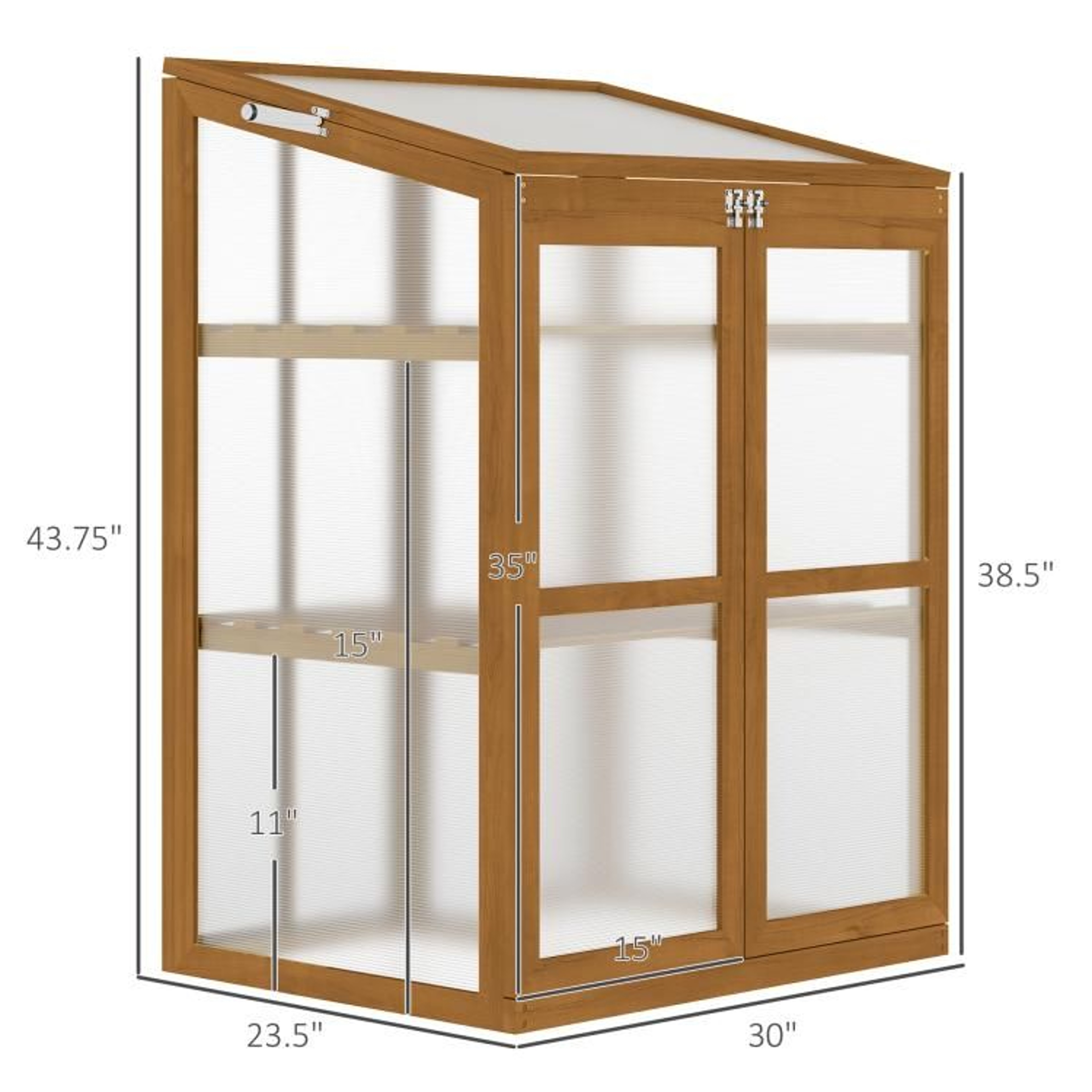 Wooden Cold Frame Greenhouse With Removable Shelves And Double Doors 4