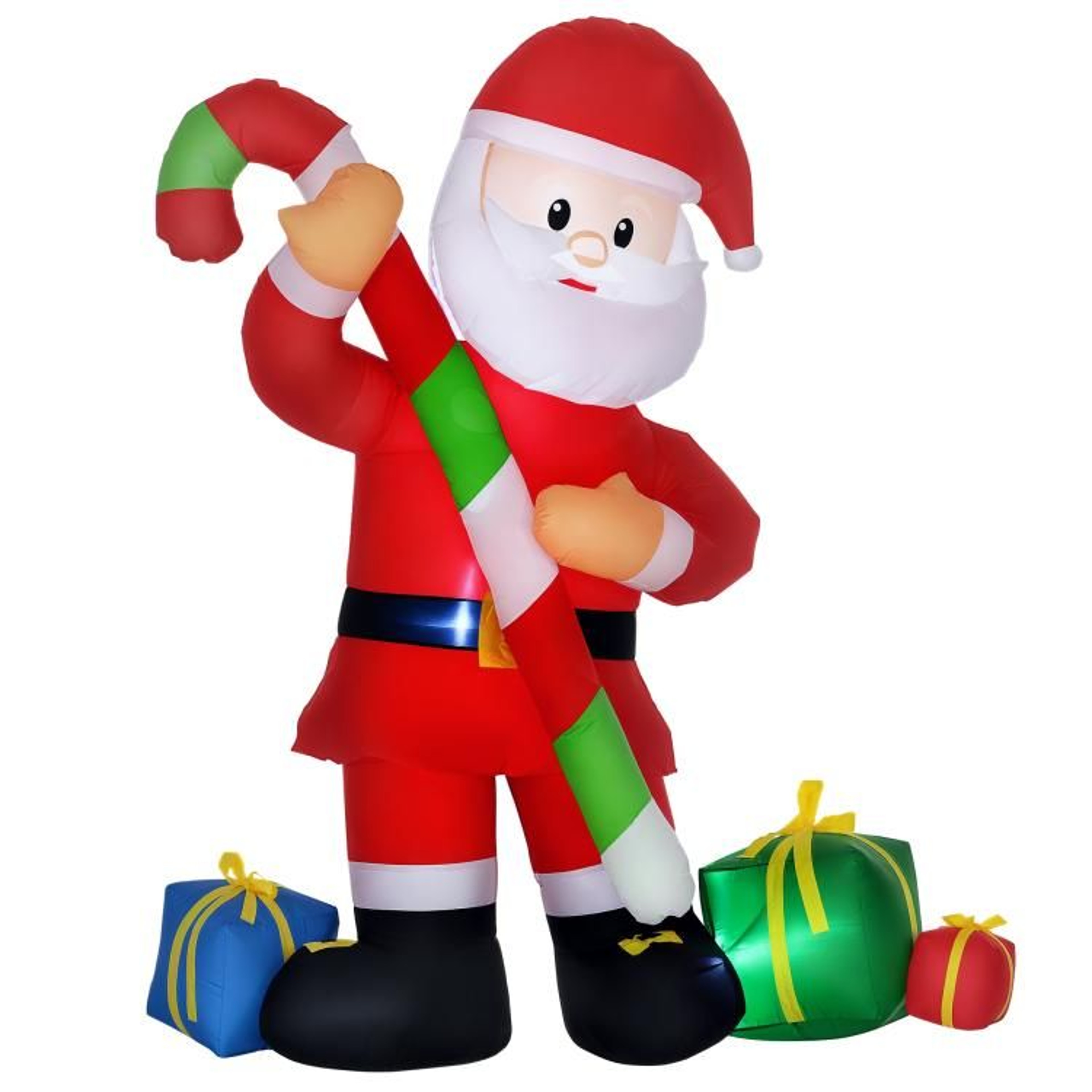 6ft Inflatable Santa Claus Christmas Yard Decoration With Candy Cane And LED Lights 0