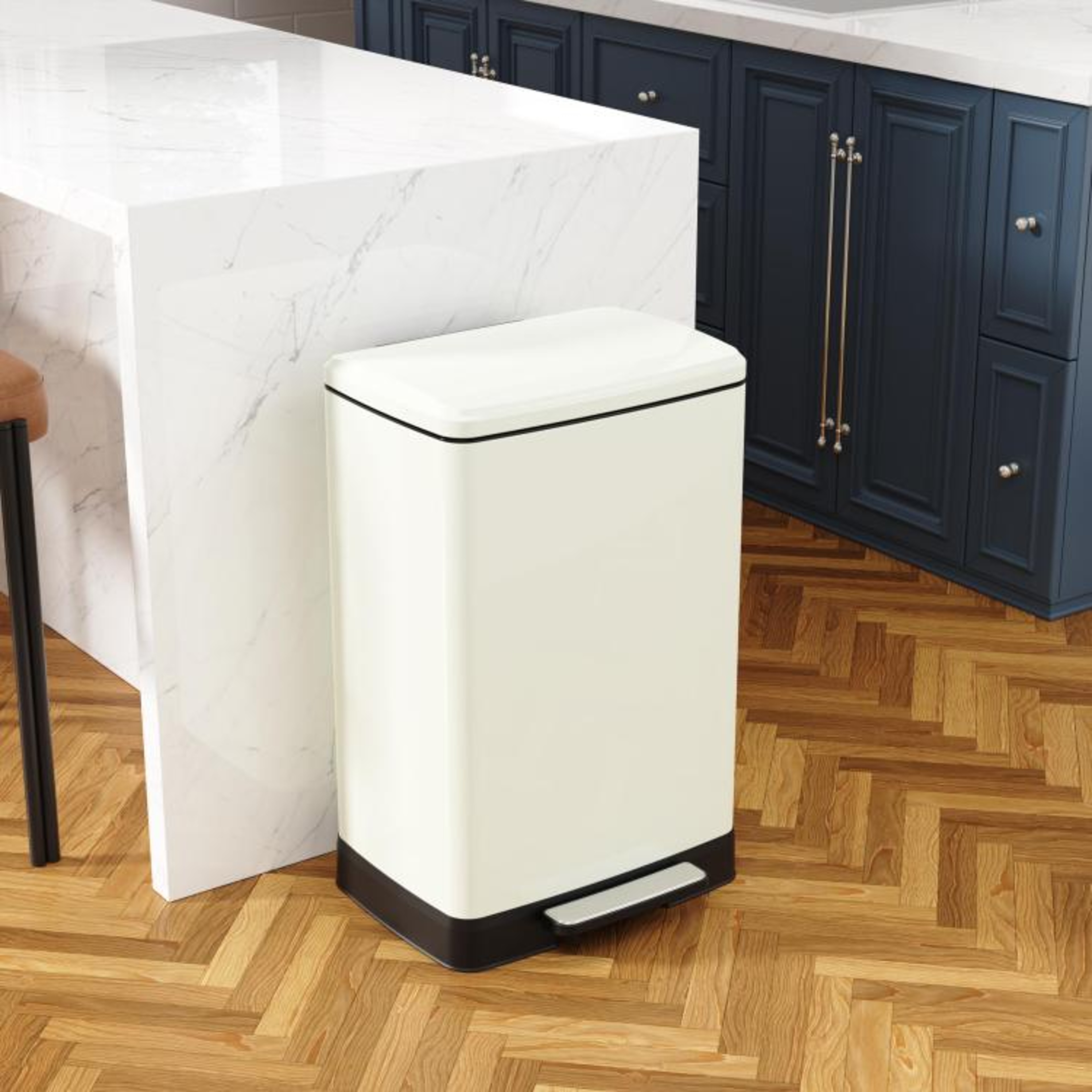 17Gallon White Pedal Trash Can With SoftClose Lid And Removable Inner Bucket 2