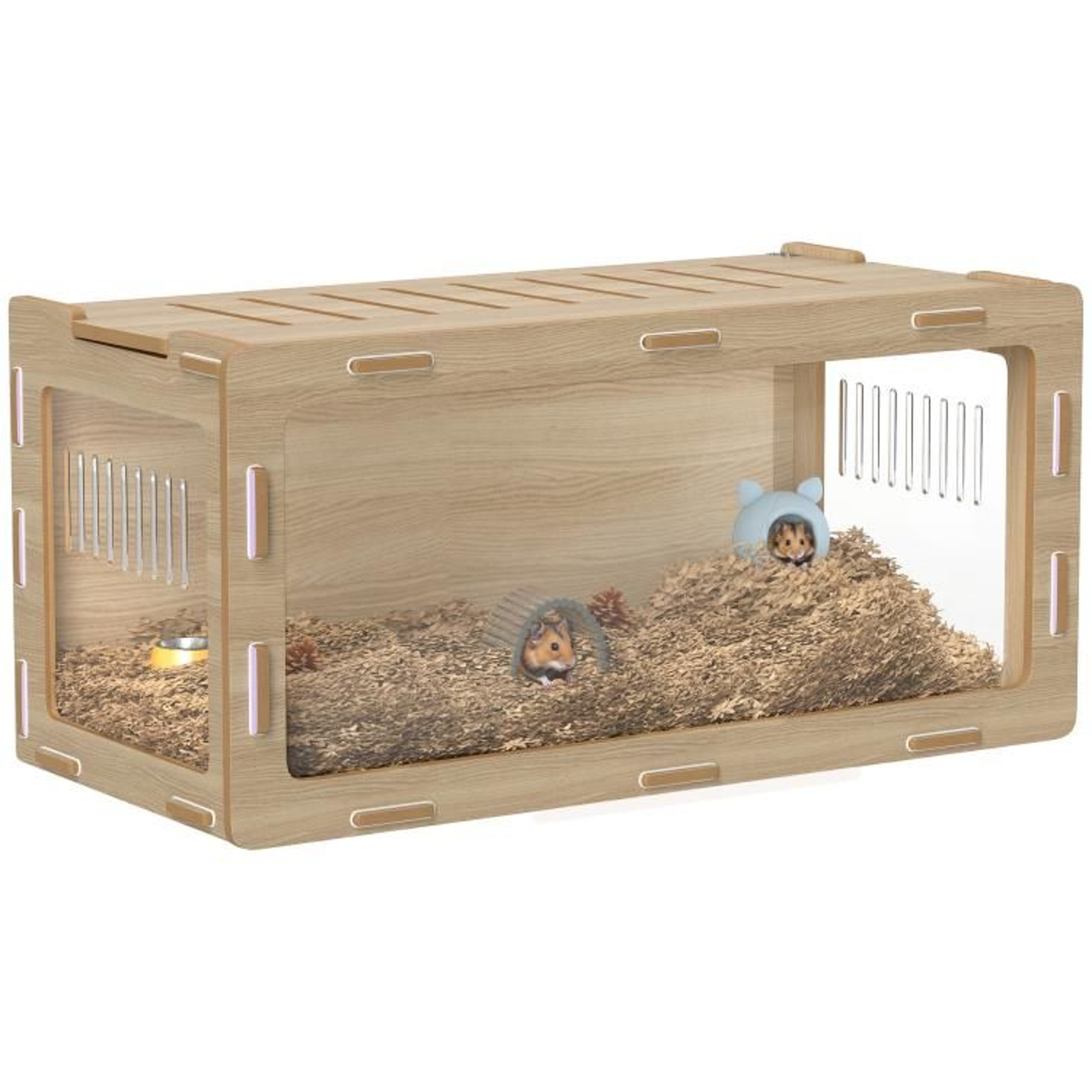 Hamster Cage With Acrylic Viewing Panels And Openable Roof  Oak Finish 0
