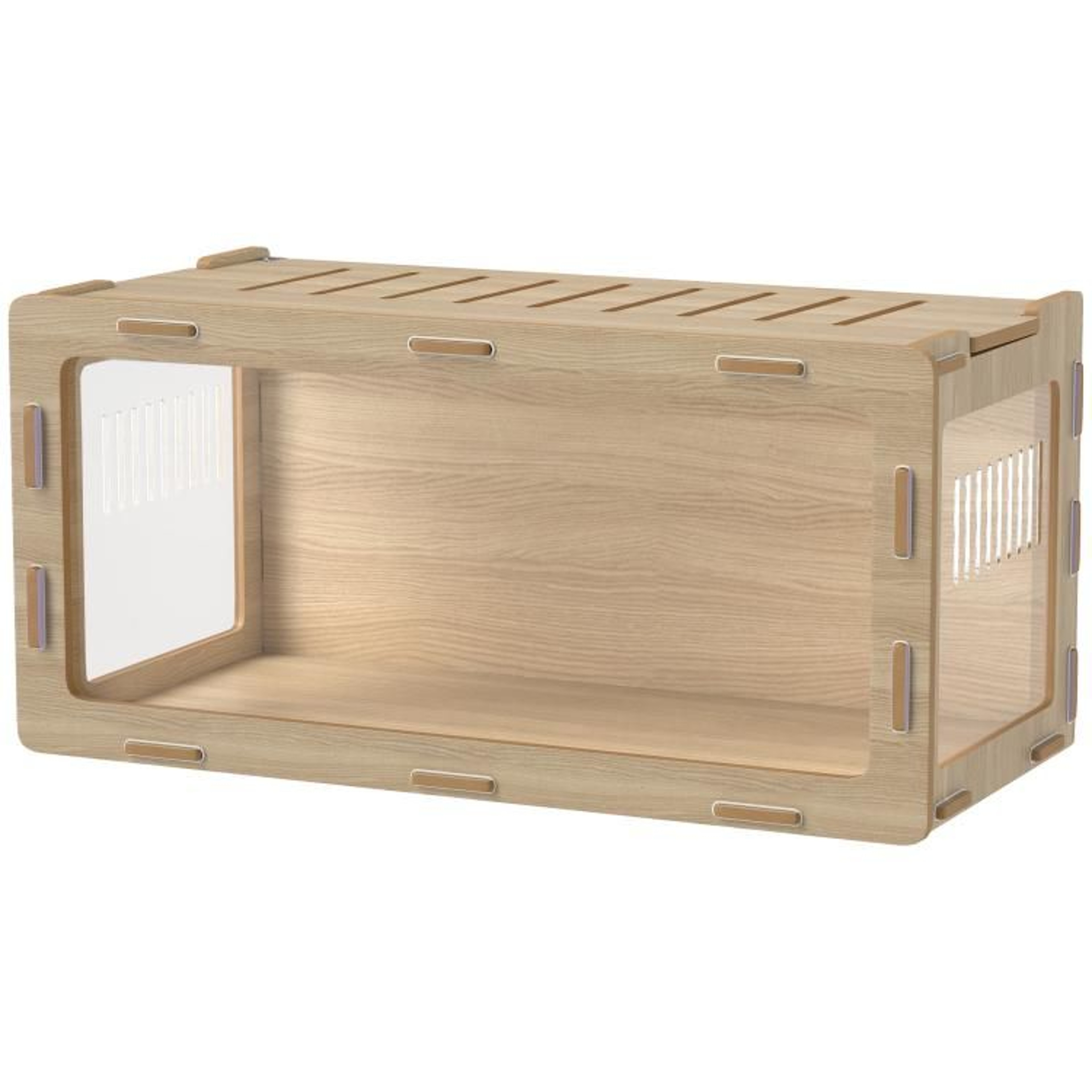 Hamster Cage With Acrylic Viewing Panels And Openable Roof  Oak Finish 1