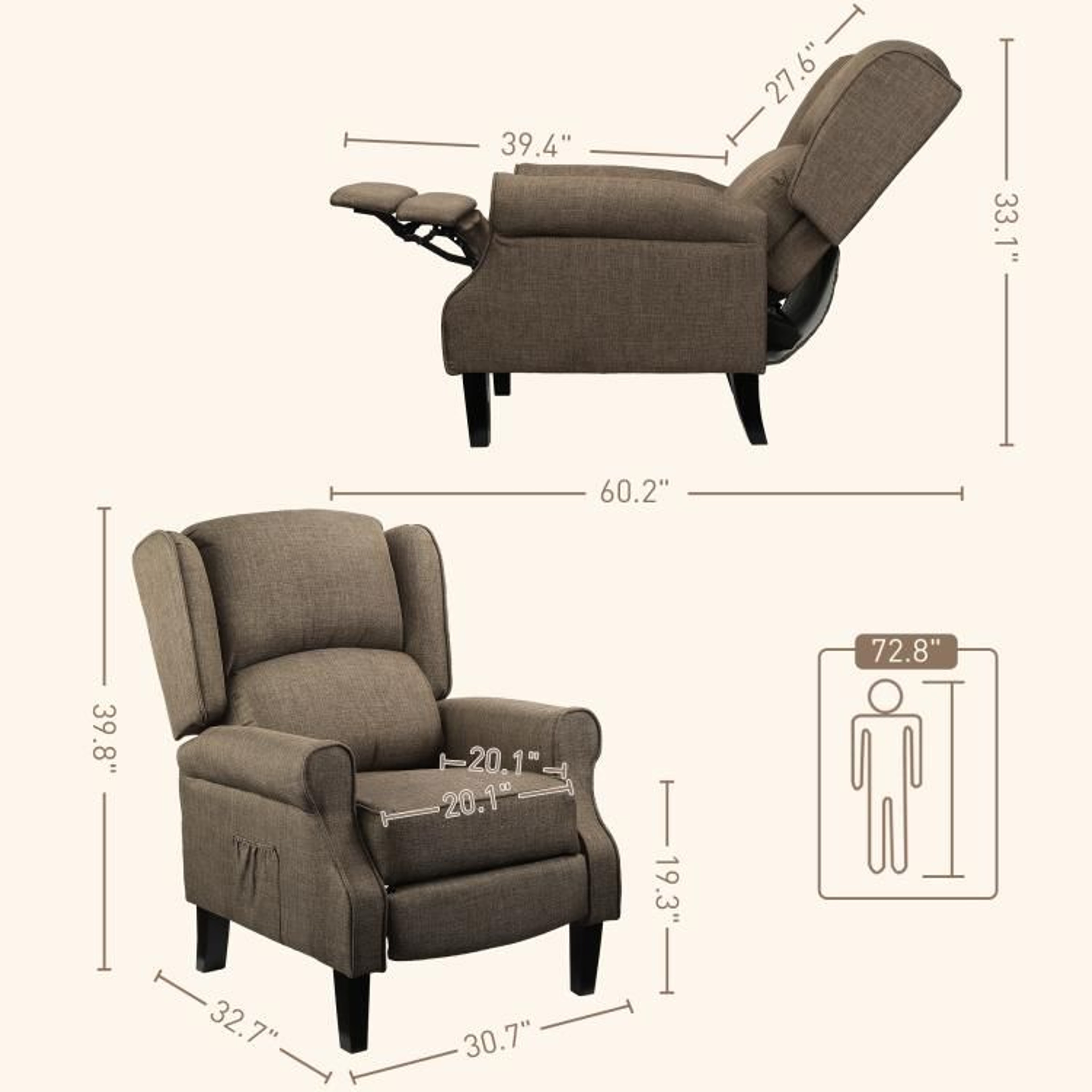 Vibration Massage Recliner Chair With Lumbar Heat And Footrest Brown 3