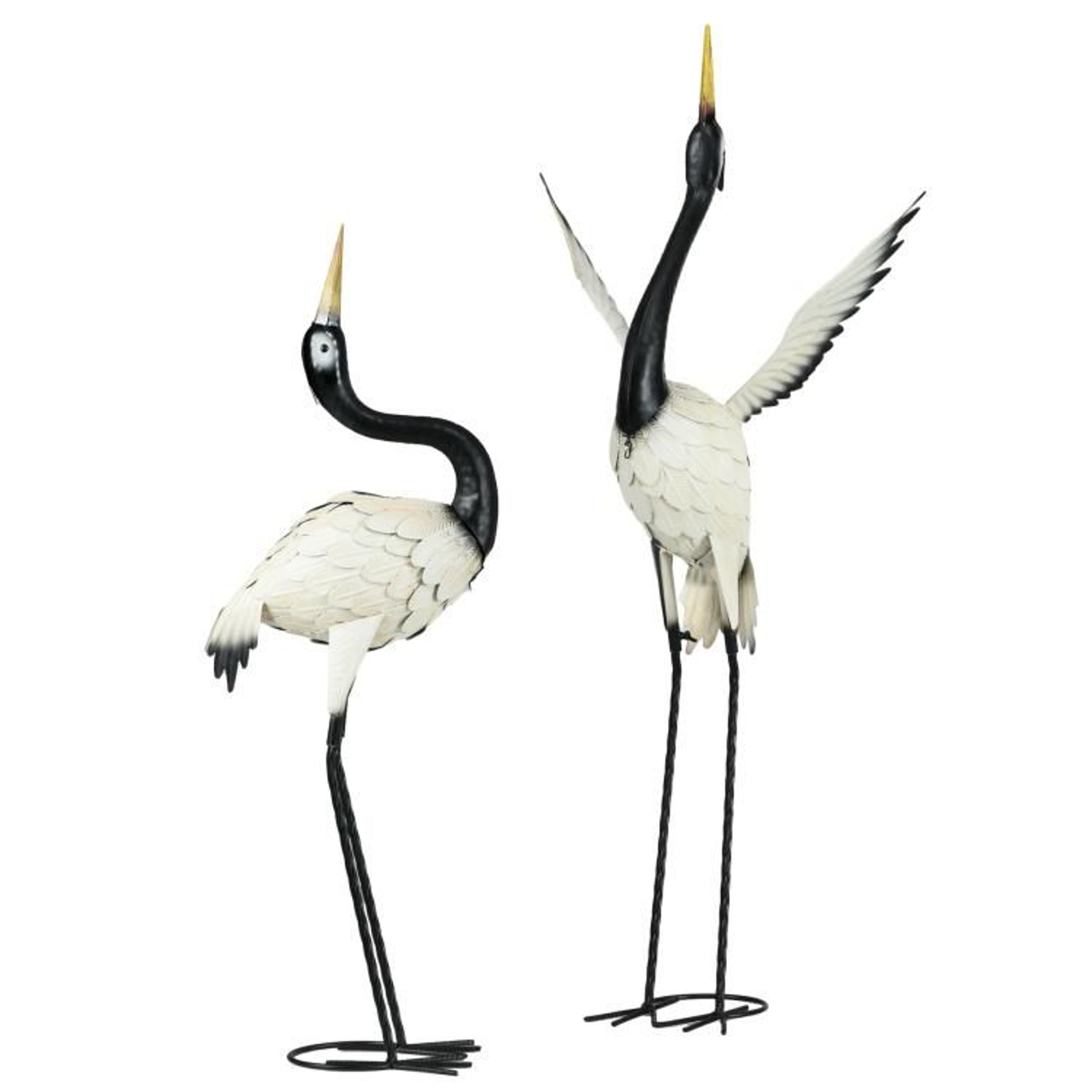 Set Of 2 Metal Heron Garden Statues For Outdoor Lawn And Patio Decor 1