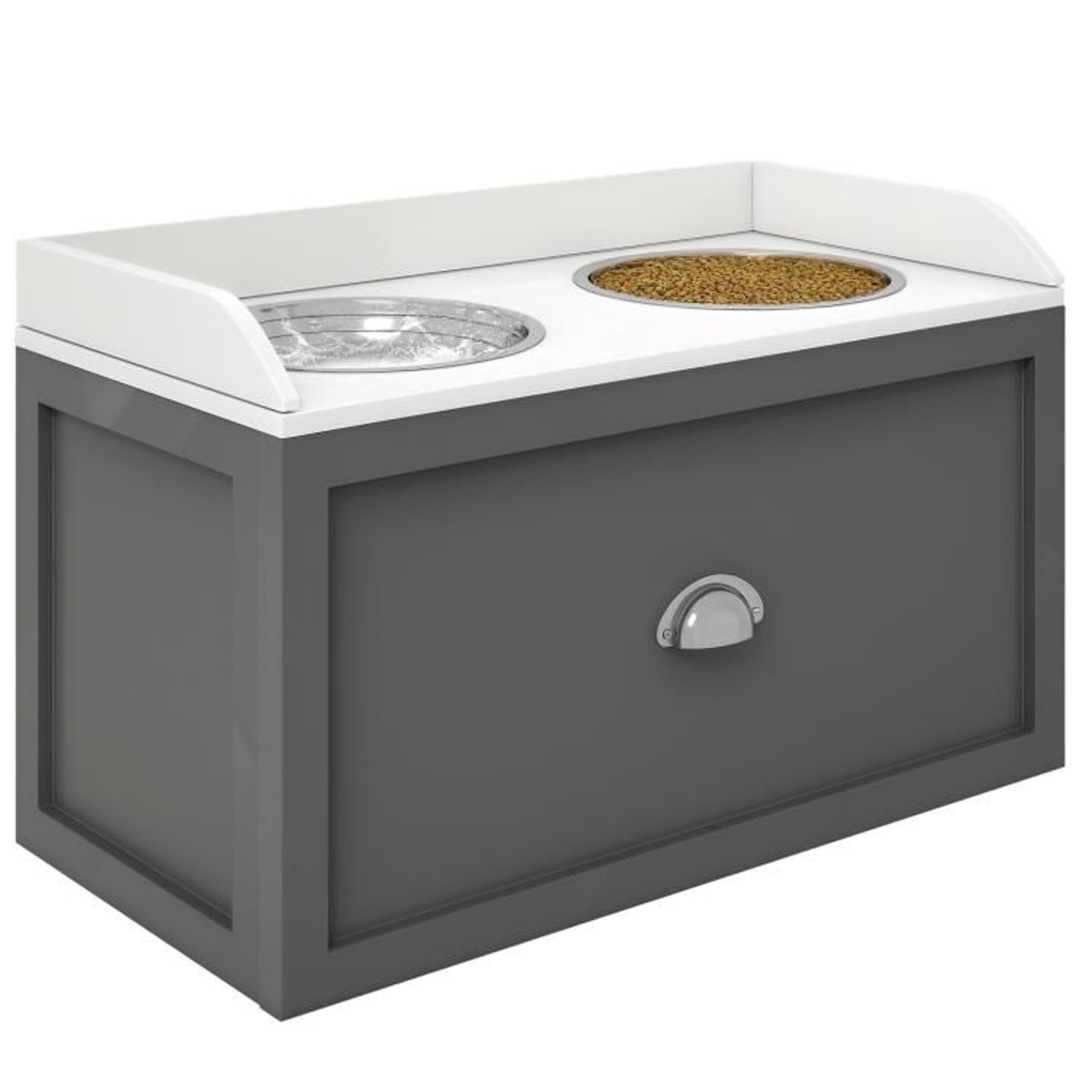 Elevated Dog Feeding Station With 2 Stainless Steel Bowls  Storage Drawer 1
