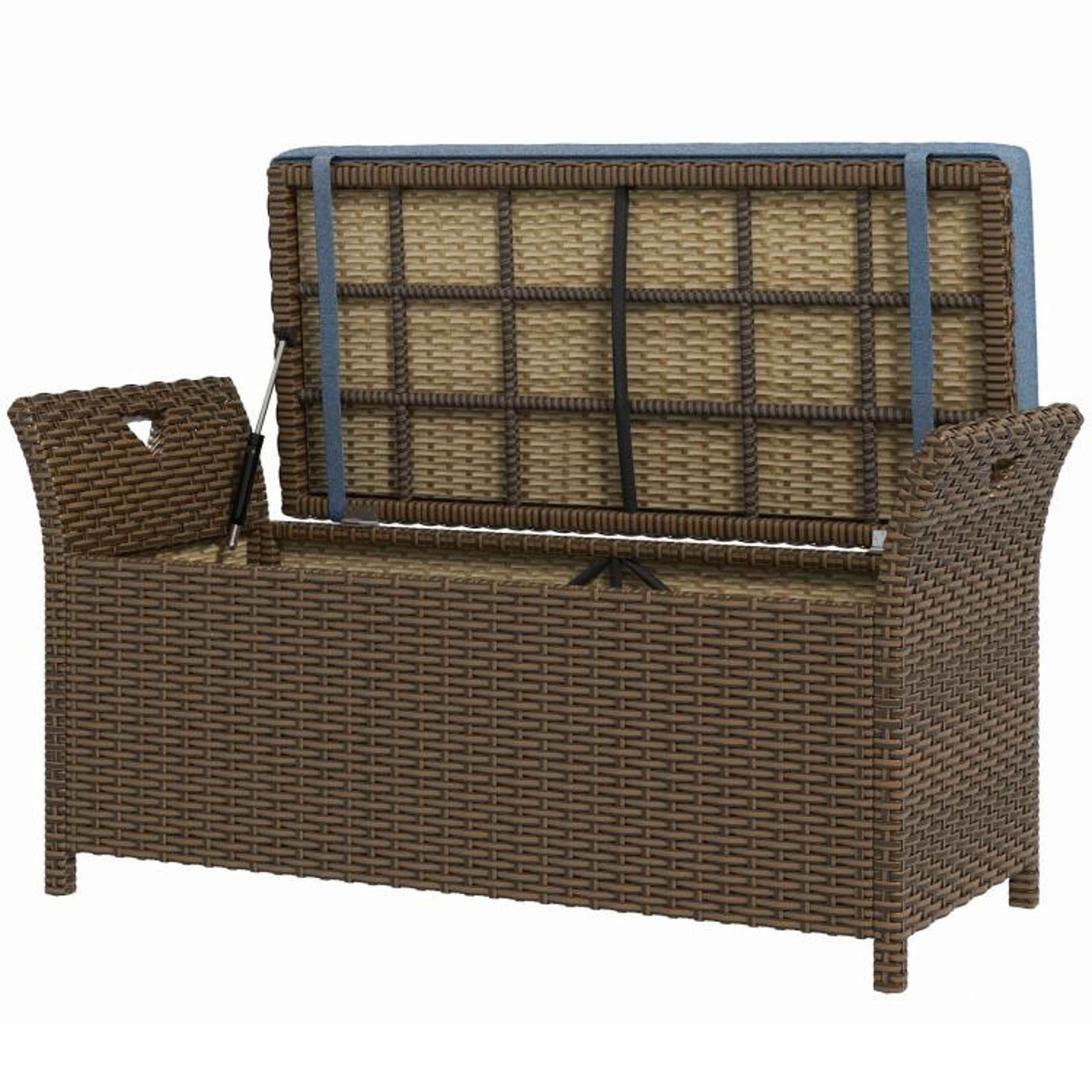 Outdoor Wicker Storage Bench With Cushion  29 Gallon 2Seater Rattan Deck Box 1