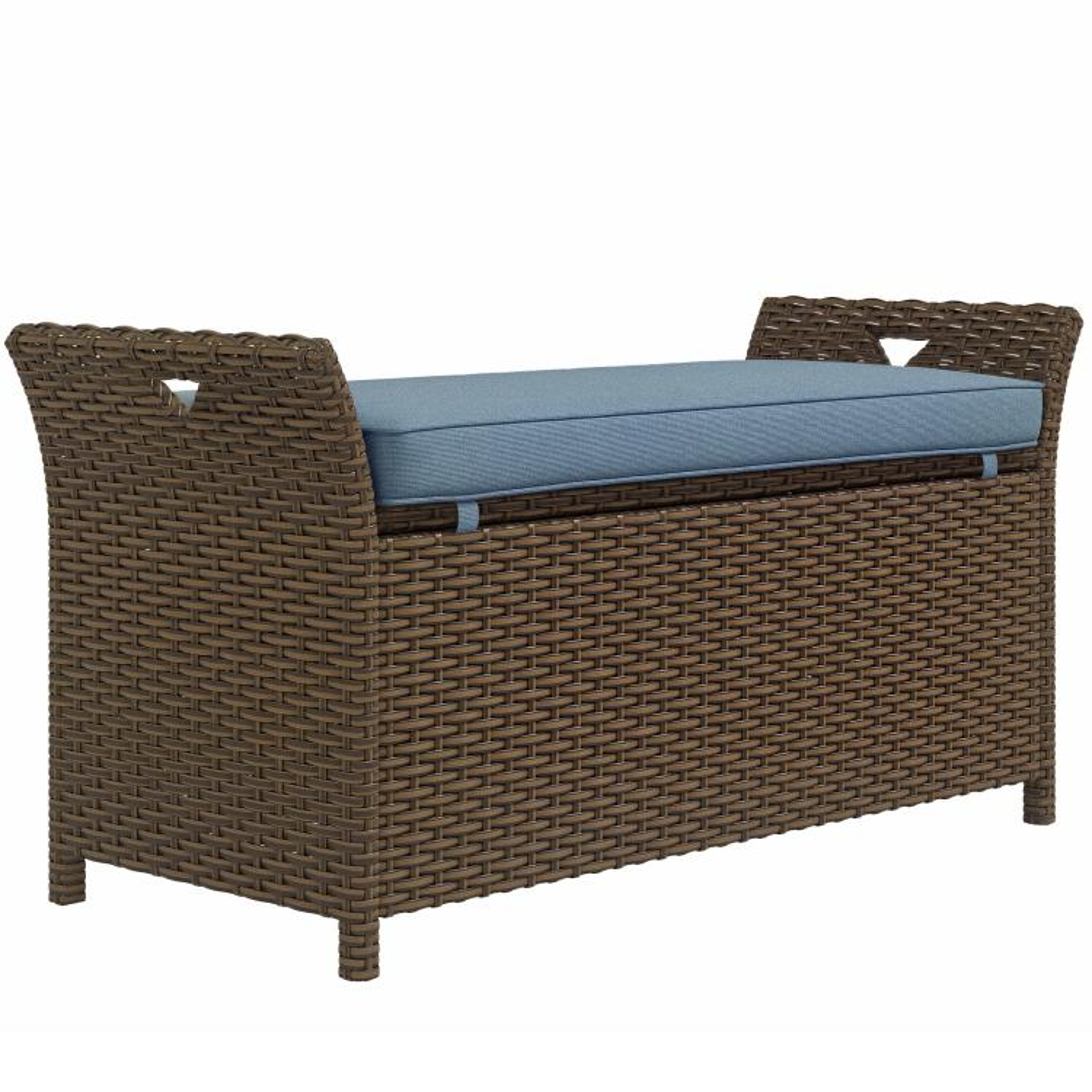 Outdoor Wicker Storage Bench With Cushion  29 Gallon 2Seater Rattan Deck Box 0