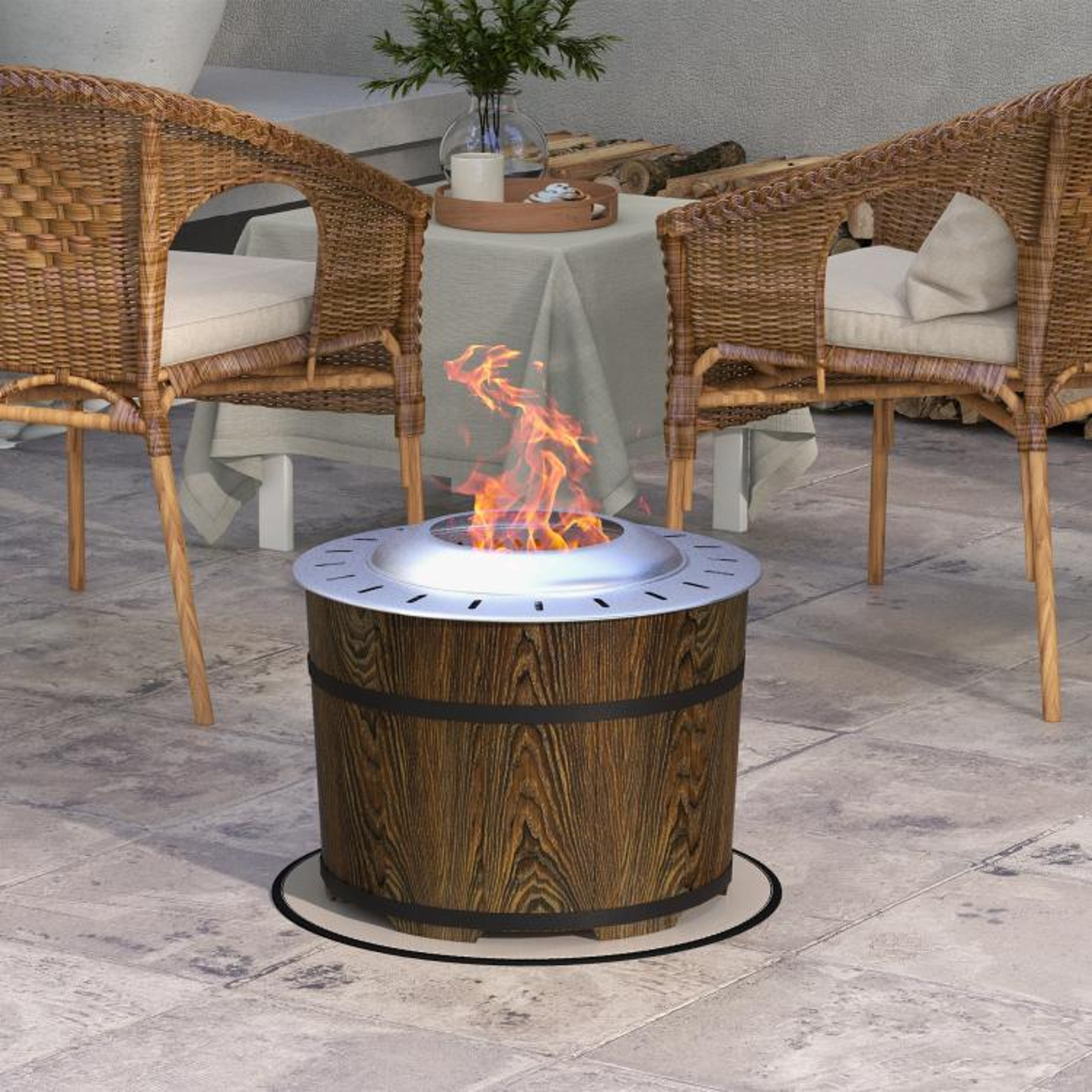 Smokeless Wood Burning Fire Pit With Fireproof Mat For Patio And Camping 2