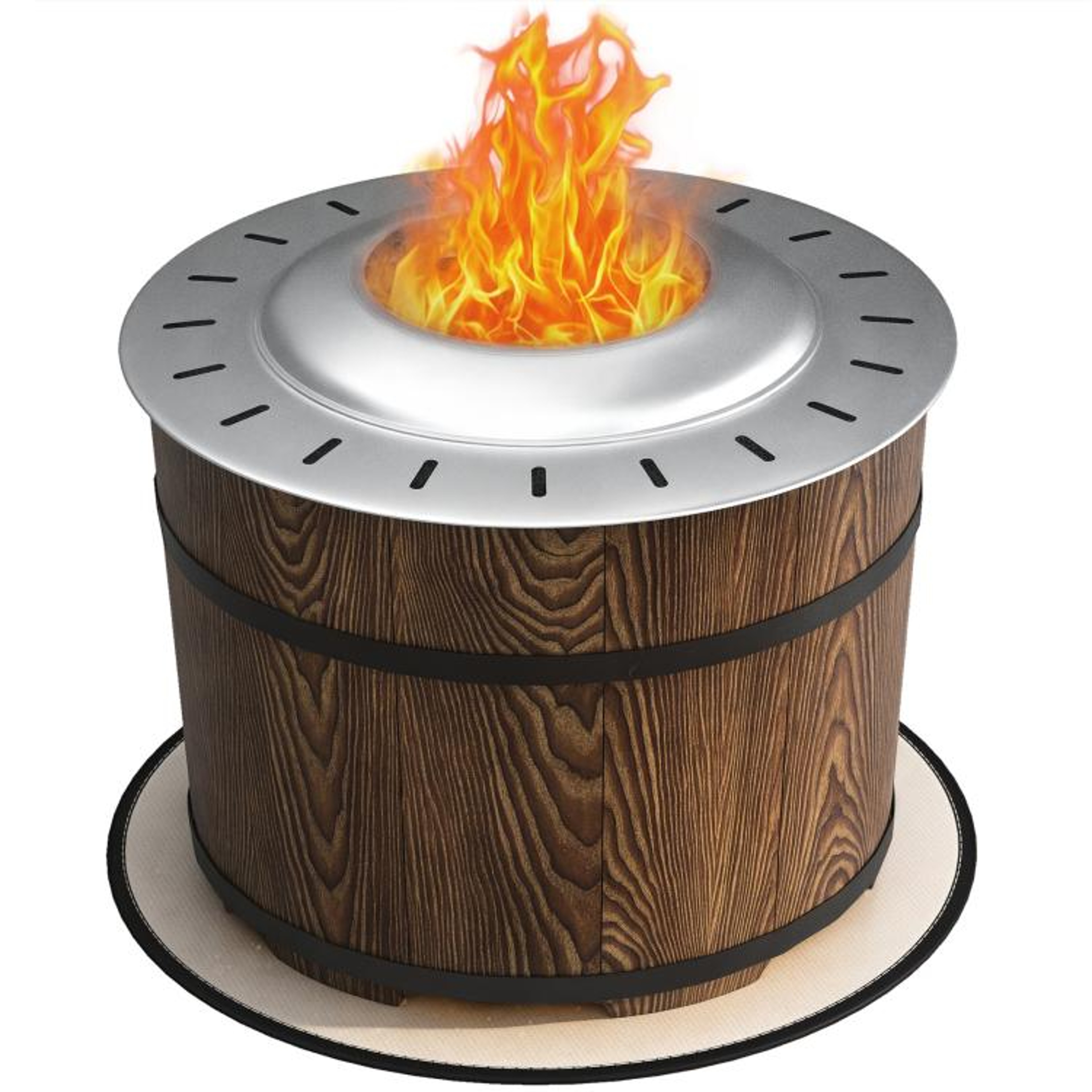 Smokeless Wood Burning Fire Pit With Fireproof Mat For Patio And Camping 0