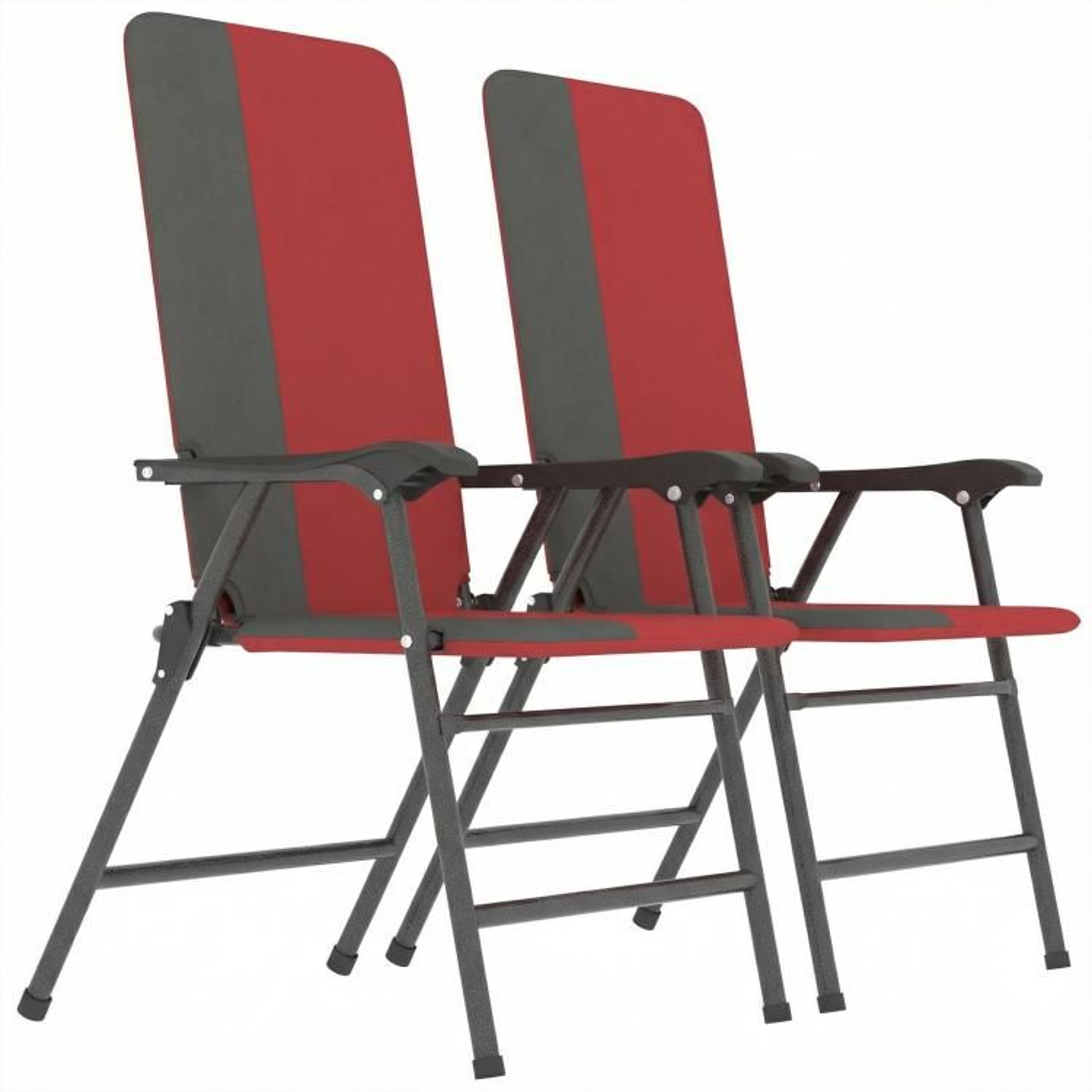 Folding Patio Chairs Set Of 2 With Padded High Backs And Armrests Red 1
