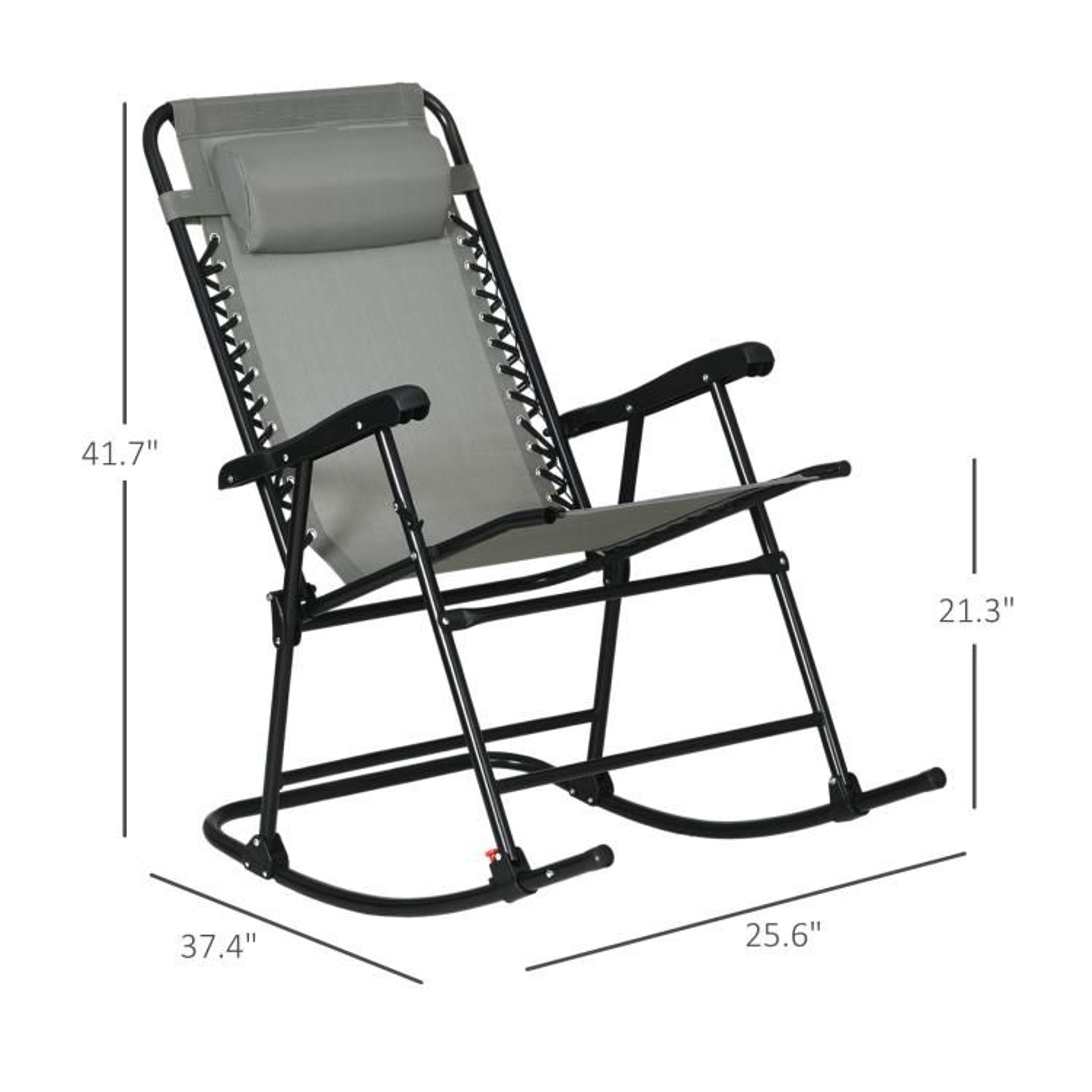 Outdoor Folding Rocking Chairs Set Of 2 With Headrests Gray Patio Rockers 4