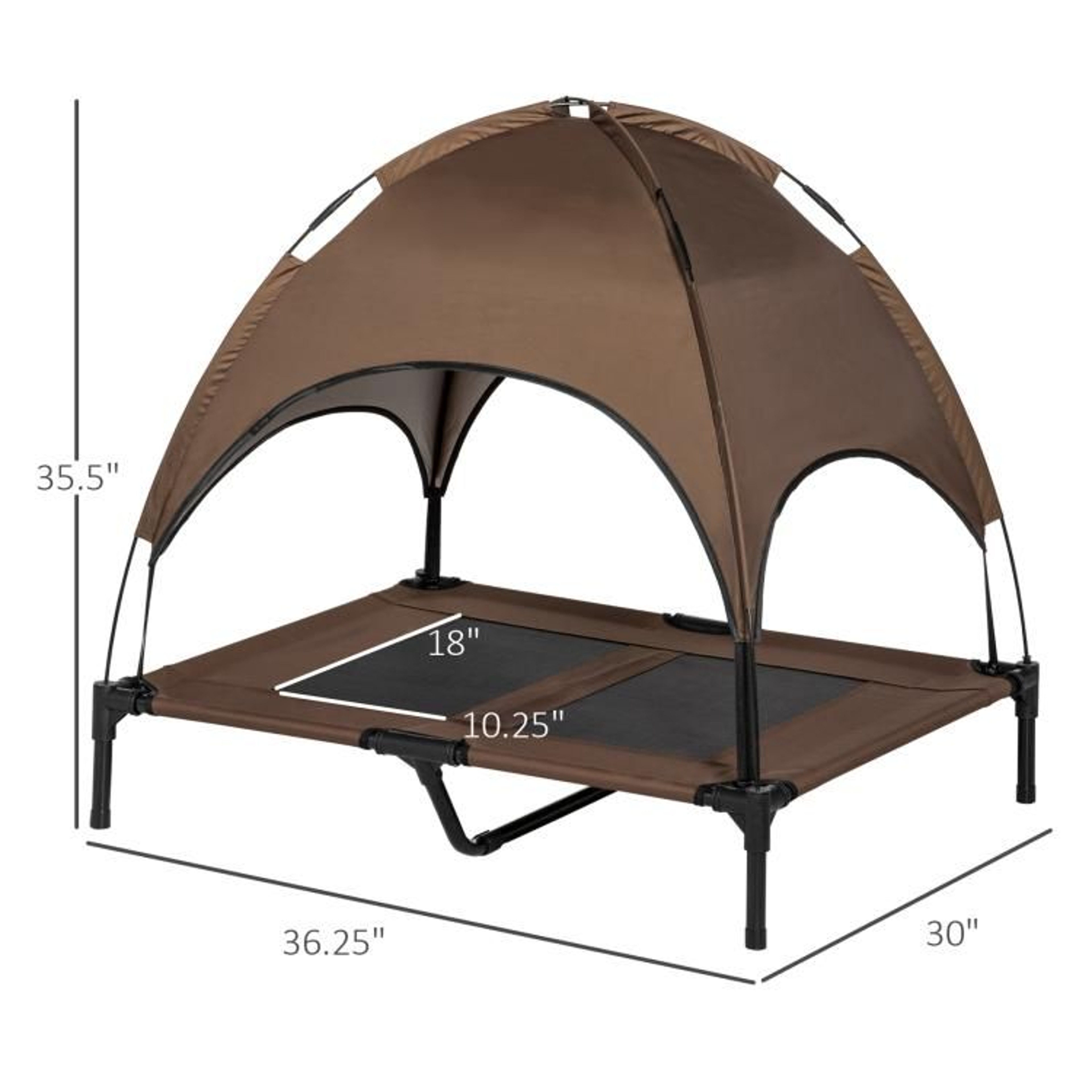 Elevated Dog Bed With UV Protection Canopy And Portable Mesh Cot 36 Inch Coffee 4