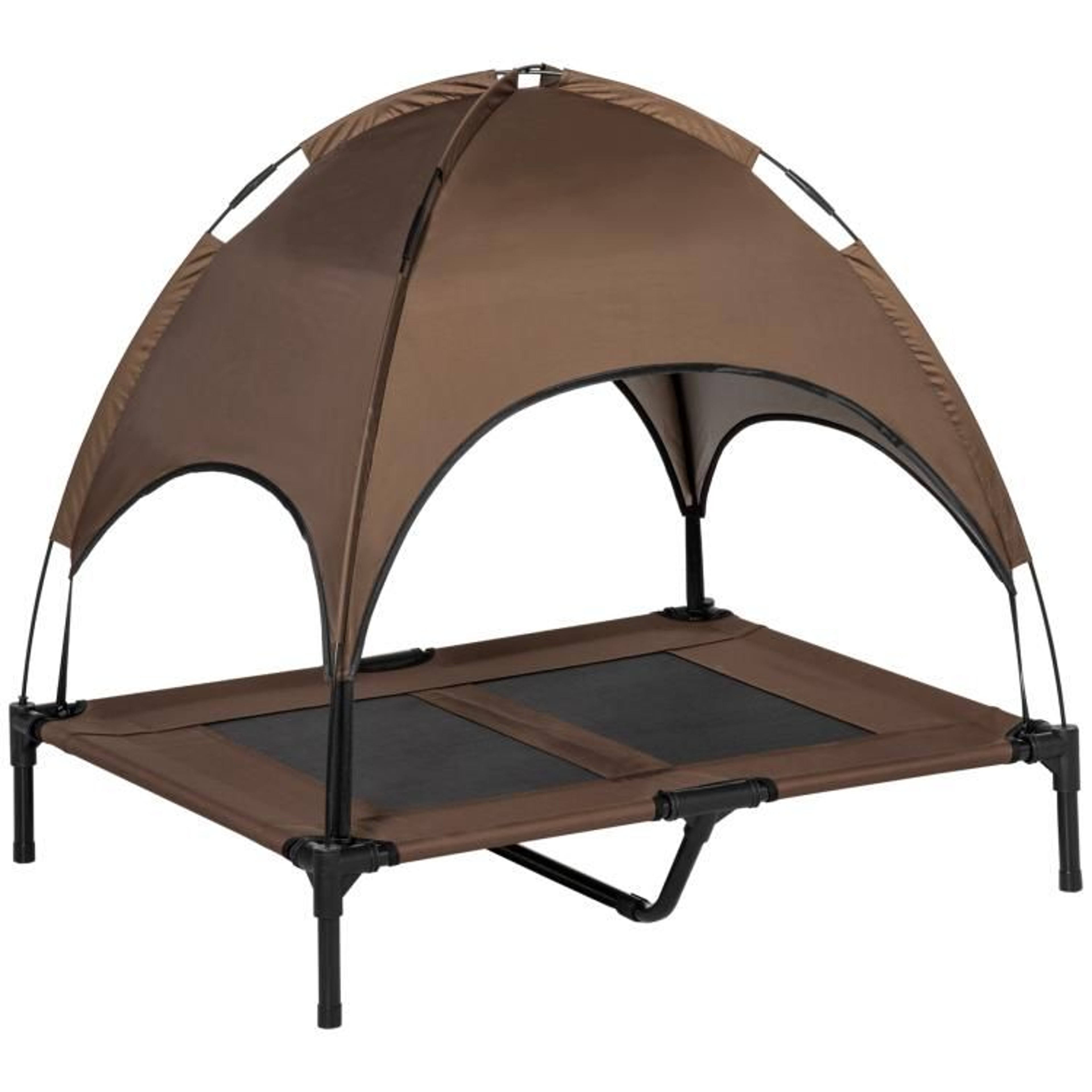 Elevated Dog Bed With UV Protection Canopy And Portable Mesh Cot 36 Inch Coffee 1