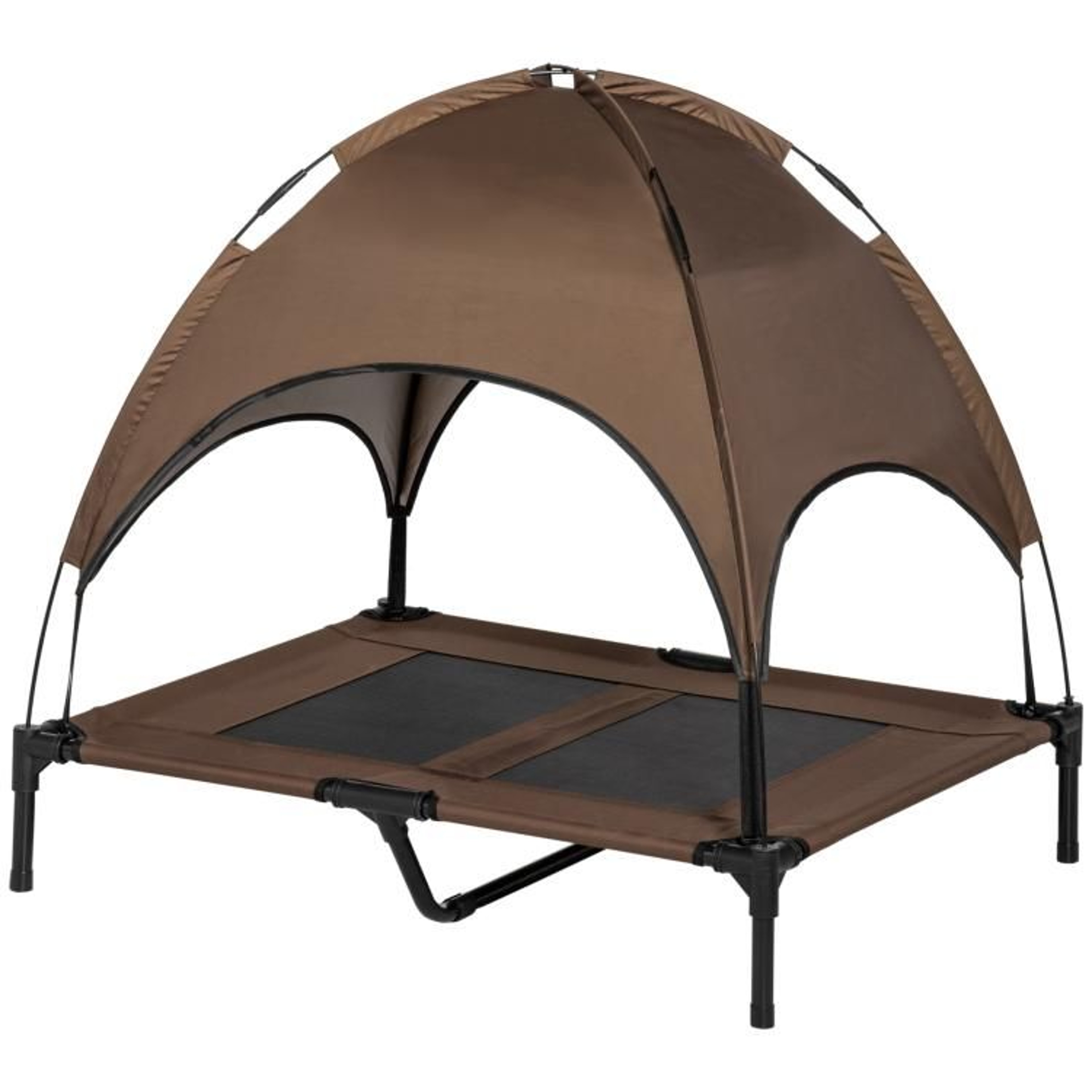 Elevated Dog Bed With UV Protection Canopy And Portable Mesh Cot 36 Inch Coffee 5