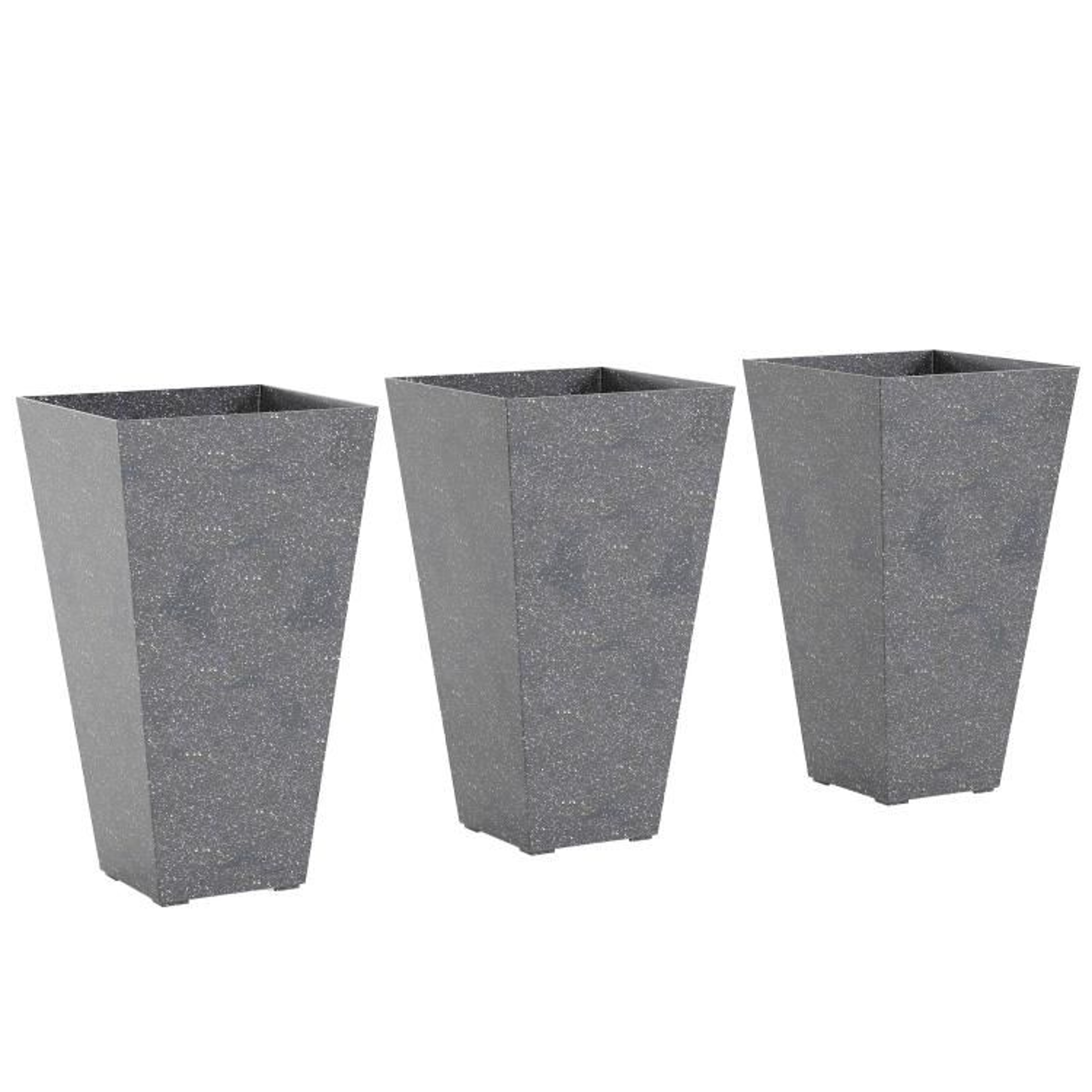 28 Inch Tall Planters Set Of 3 With Marble Finish And Drainage Holes  Gray 1