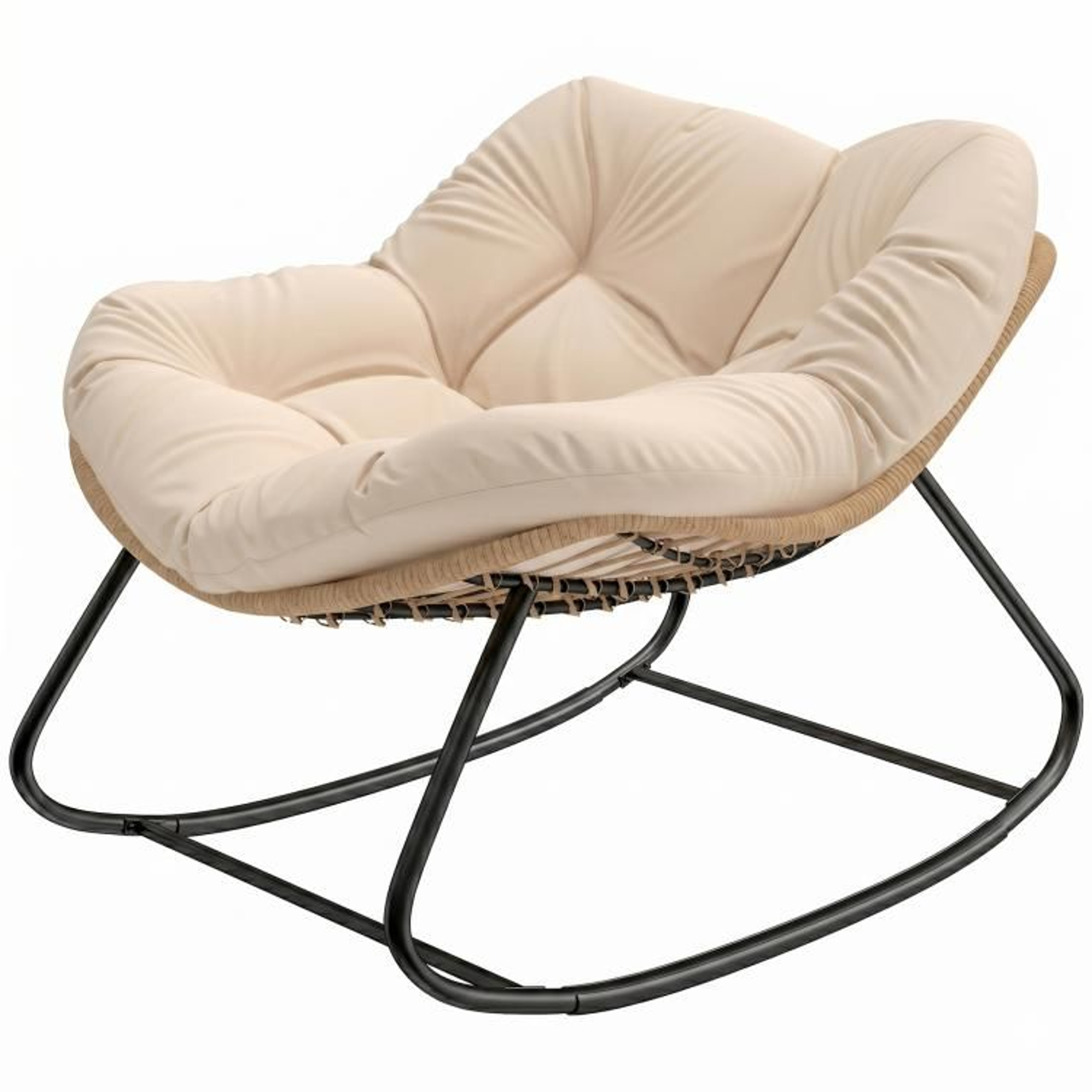 Oversized Papasan Rocking Egg Chair With Cushion For Indoor And Outdoor Use 1