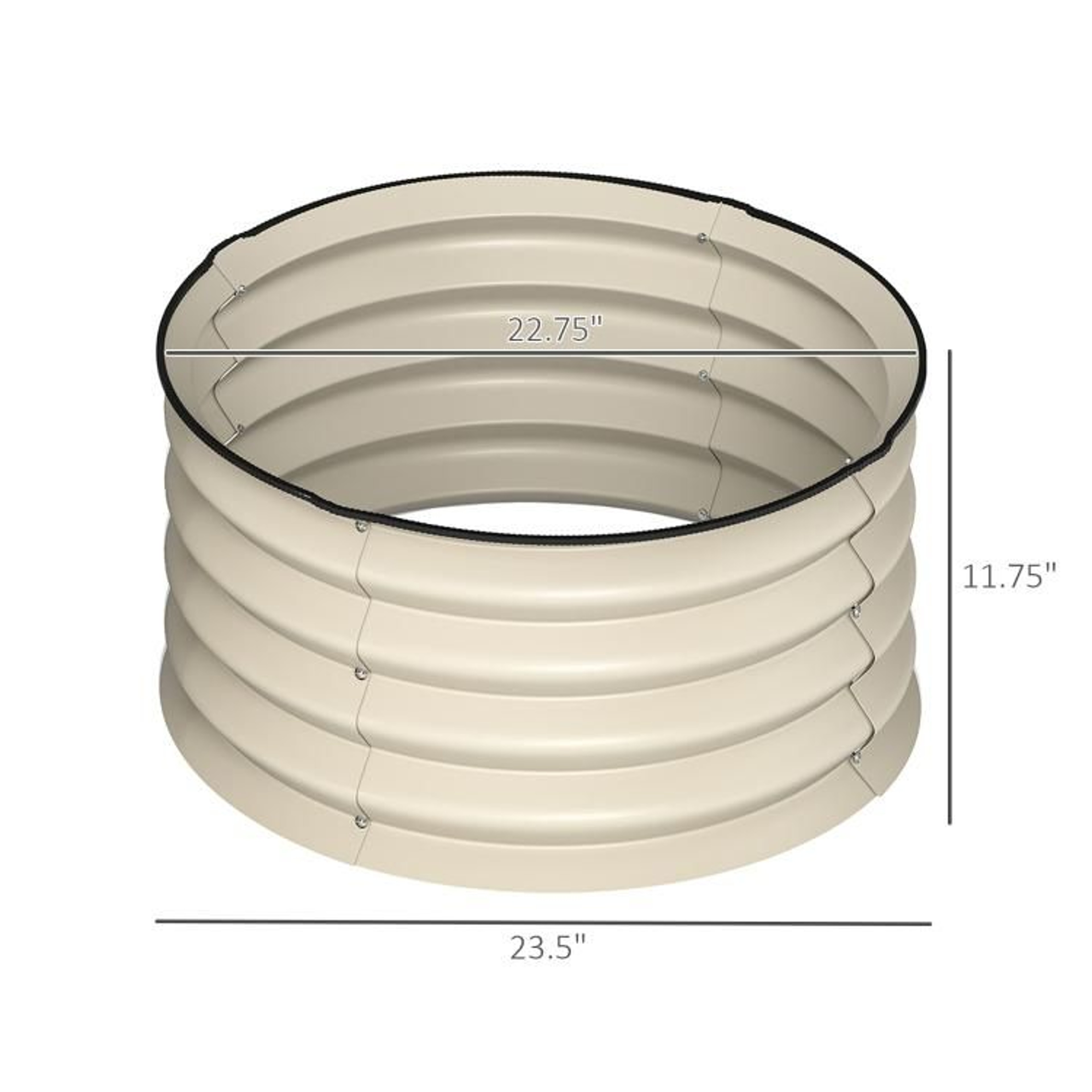 Set Of 2 Galvanized Metal Raised Garden Beds With Safety Edging  Cream 4