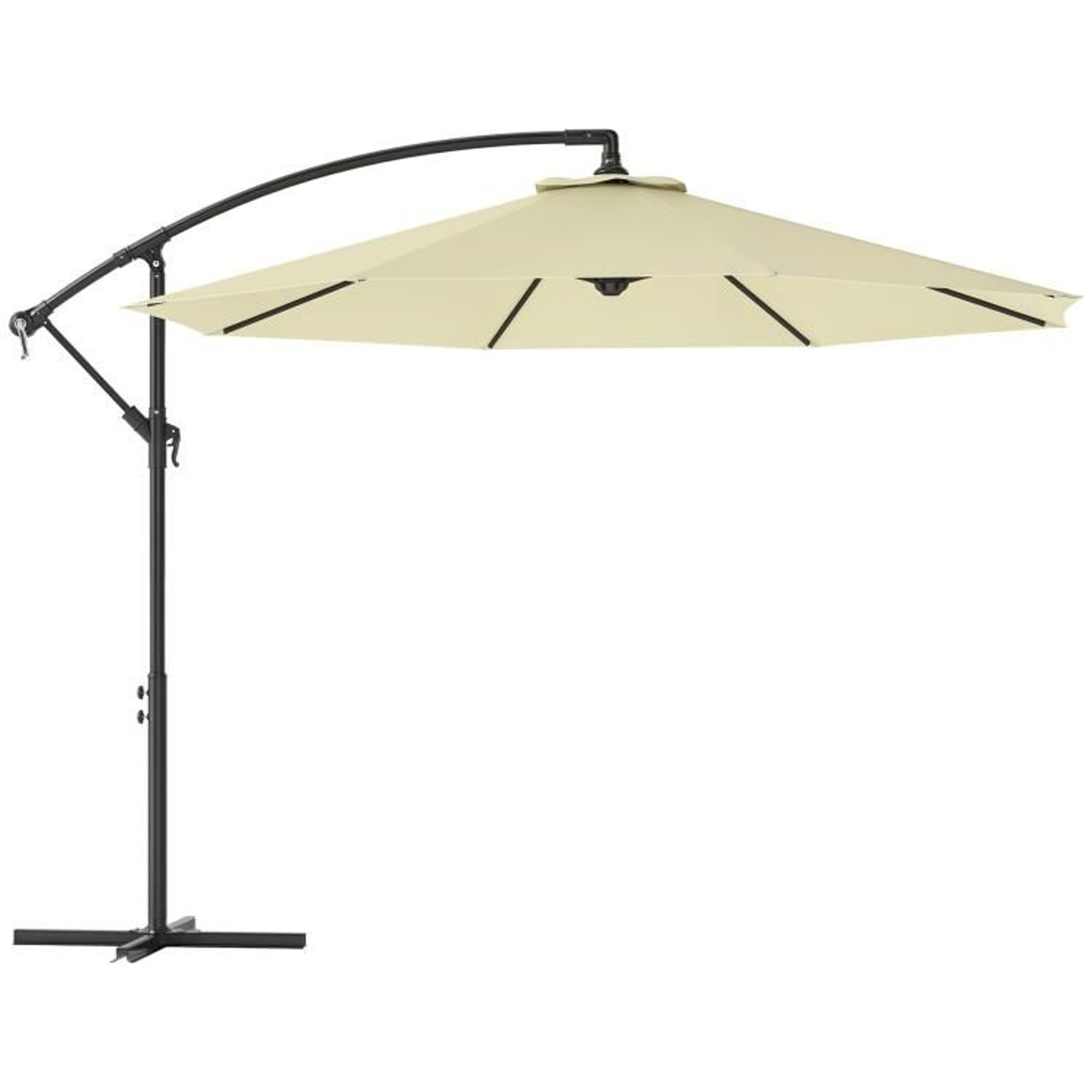 10 Ft Cantilever Patio Umbrella With Tilt Crank And Cross Base Beige 0