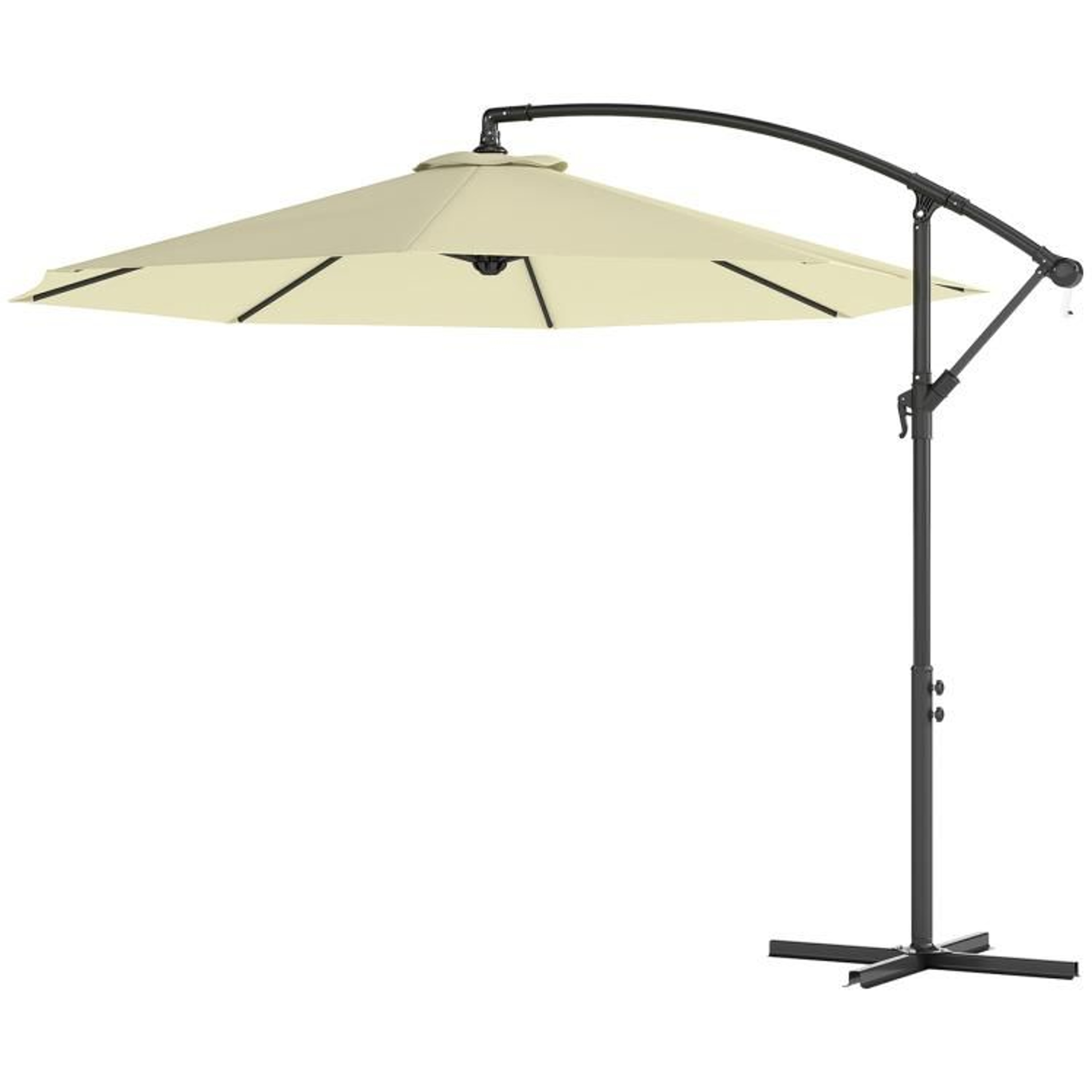 10 Ft Cantilever Patio Umbrella With Tilt Crank And Cross Base Beige 3