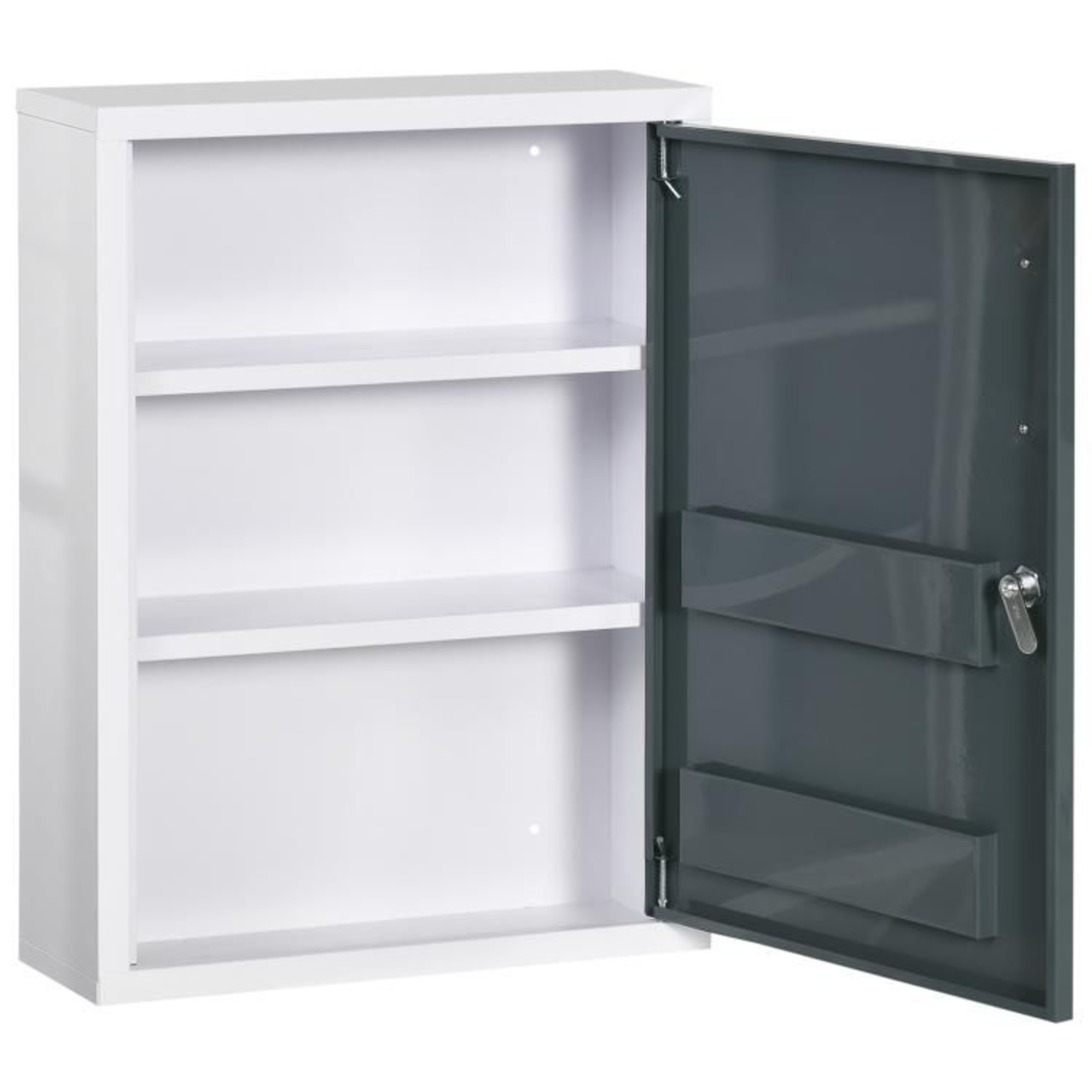 Locking Wall Mounted Medicine Cabinet With 3Tier Shelves And Door Storage White 2
