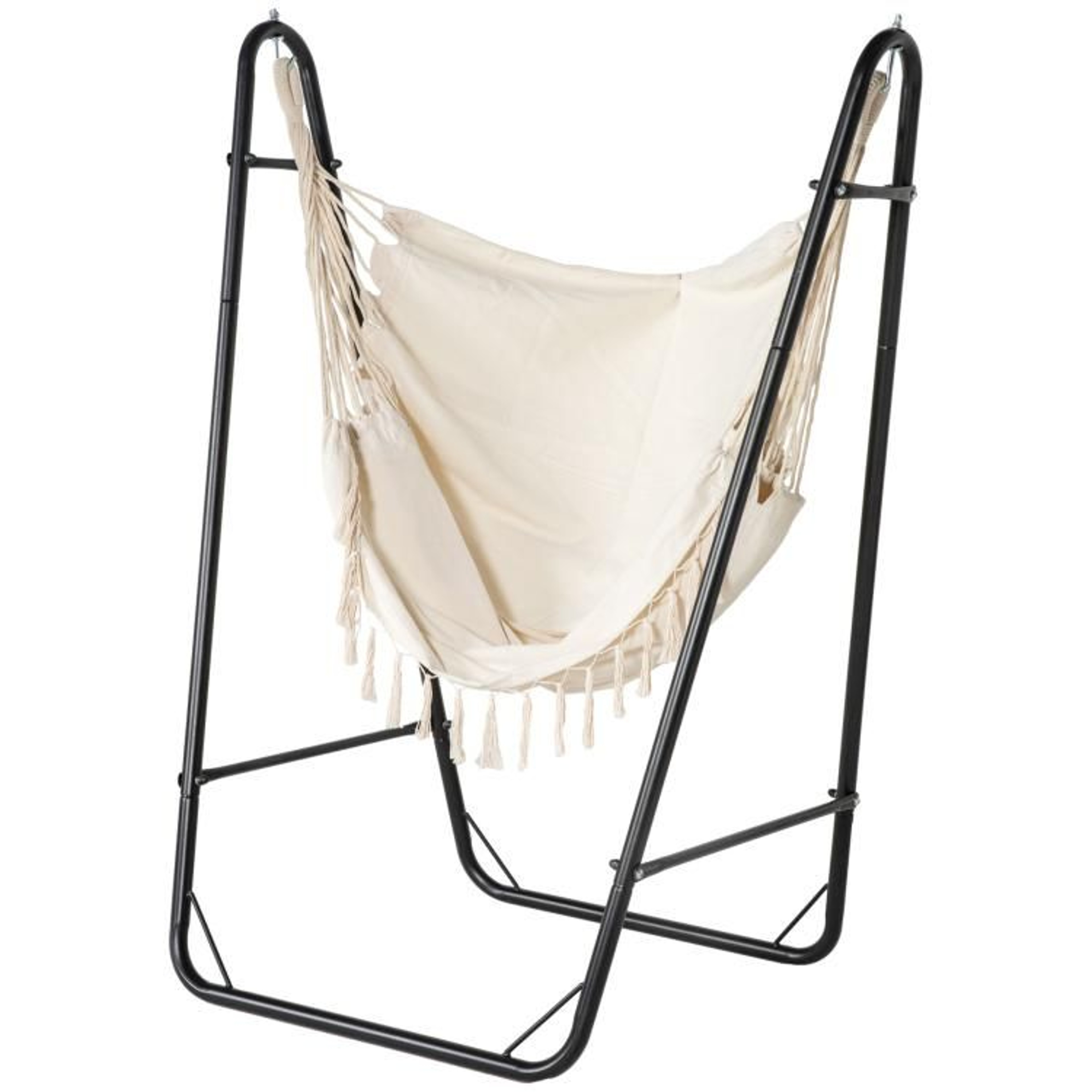 Hammock Swing Chair With UShaped Stand And Side Pocket  Cream White 2