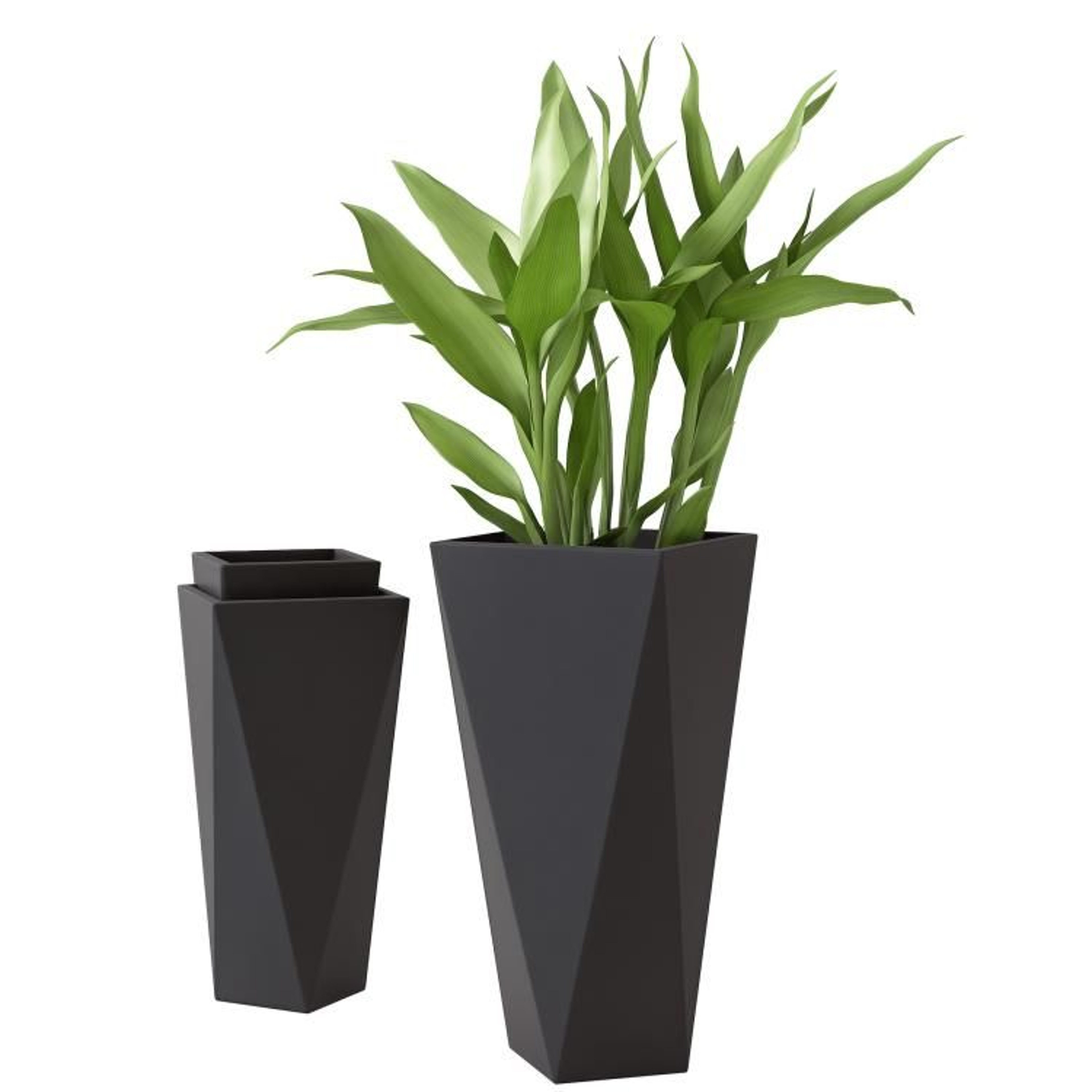Tall Indoor Outdoor Planters Set Of 3 With Drainage Holes  Black 0