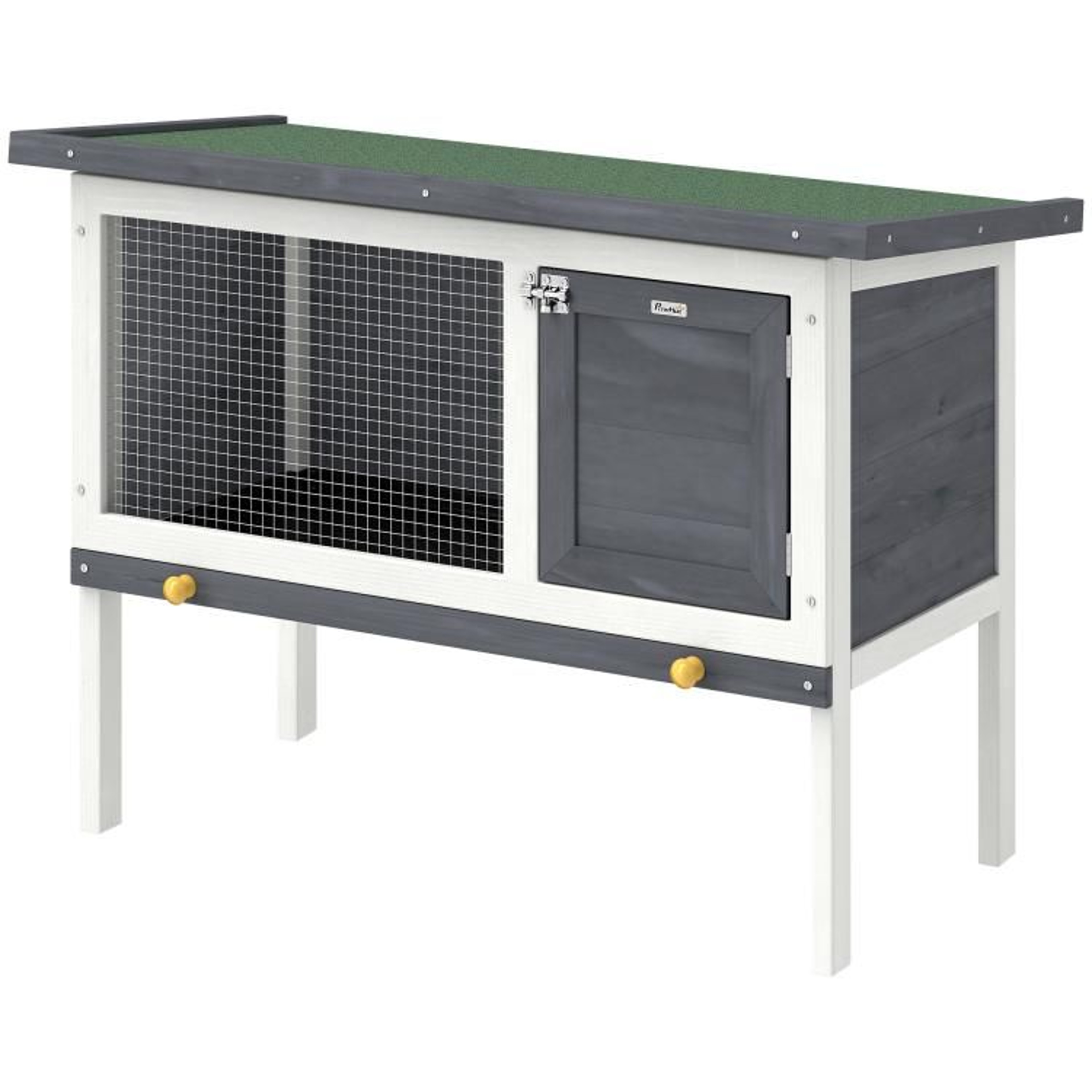 Wooden Rabbit Hutch With Asphalt Roof  Elevated Outdoor Design 1
