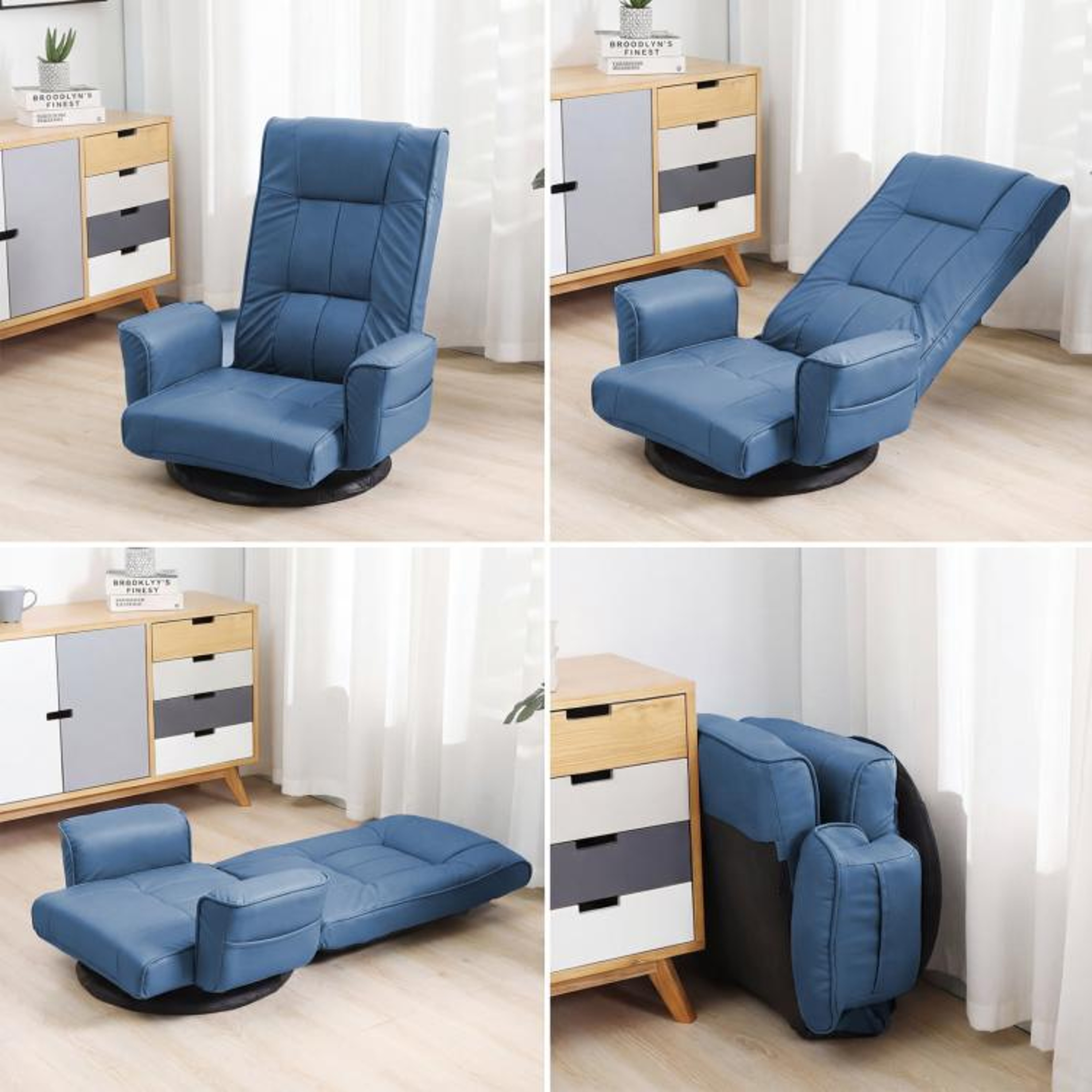 360 Swivel Gaming Floor Chair With 14Position Adjustable Backrest And Armrests 2