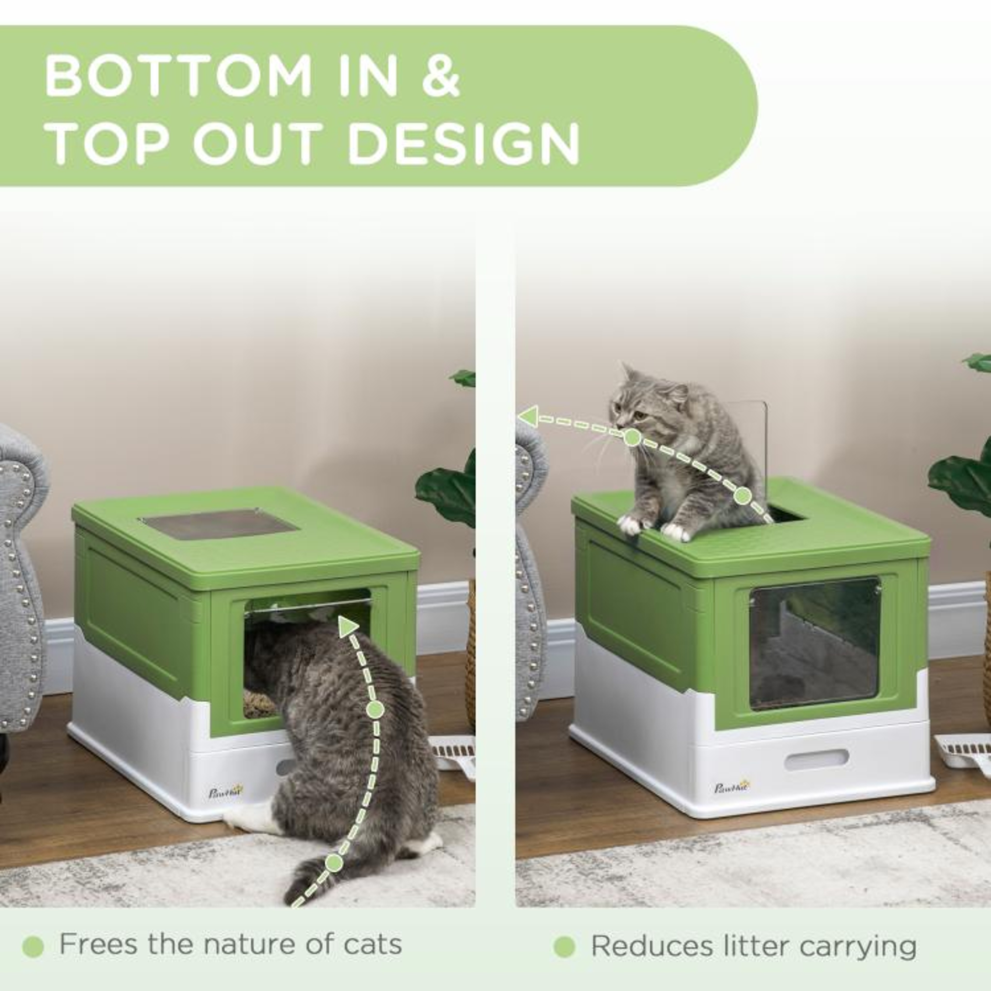Enclosed Cat Litter Box With Front Entry Top Exit And PullOut Tray 6