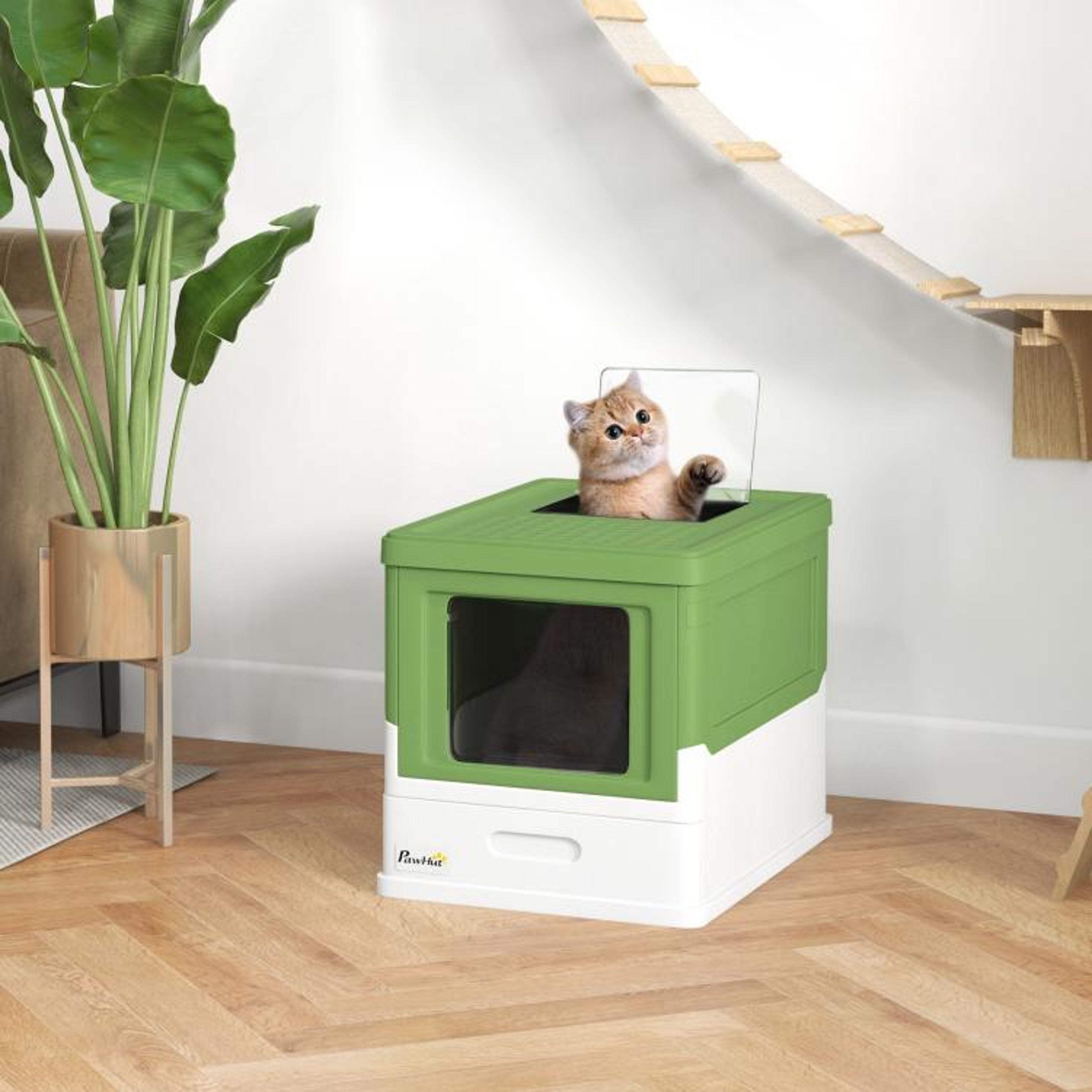 Enclosed Cat Litter Box With Front Entry Top Exit And PullOut Tray 2