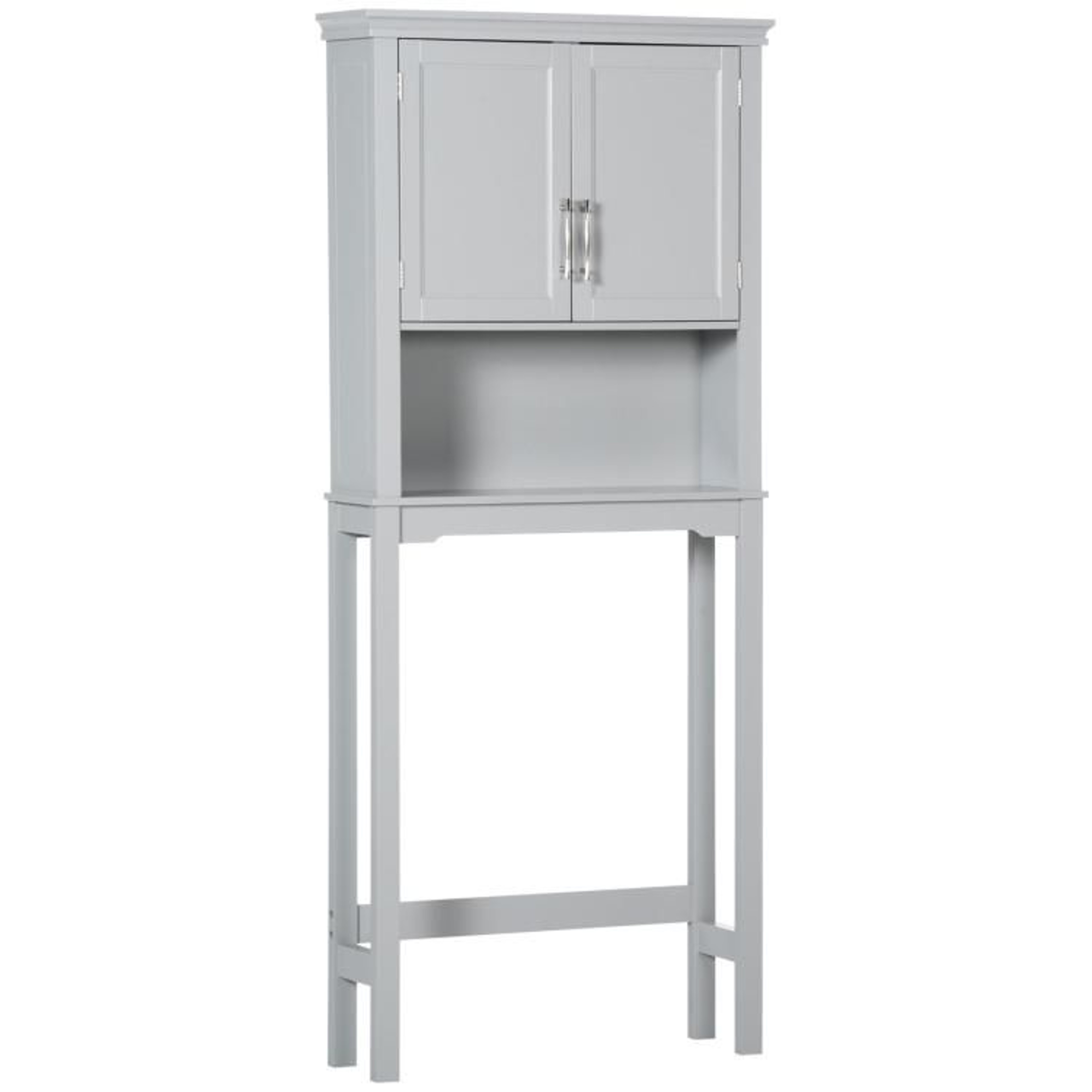 Over The Toilet Storage Cabinet With Adjustable Shelf  Double Doors  Gray 0