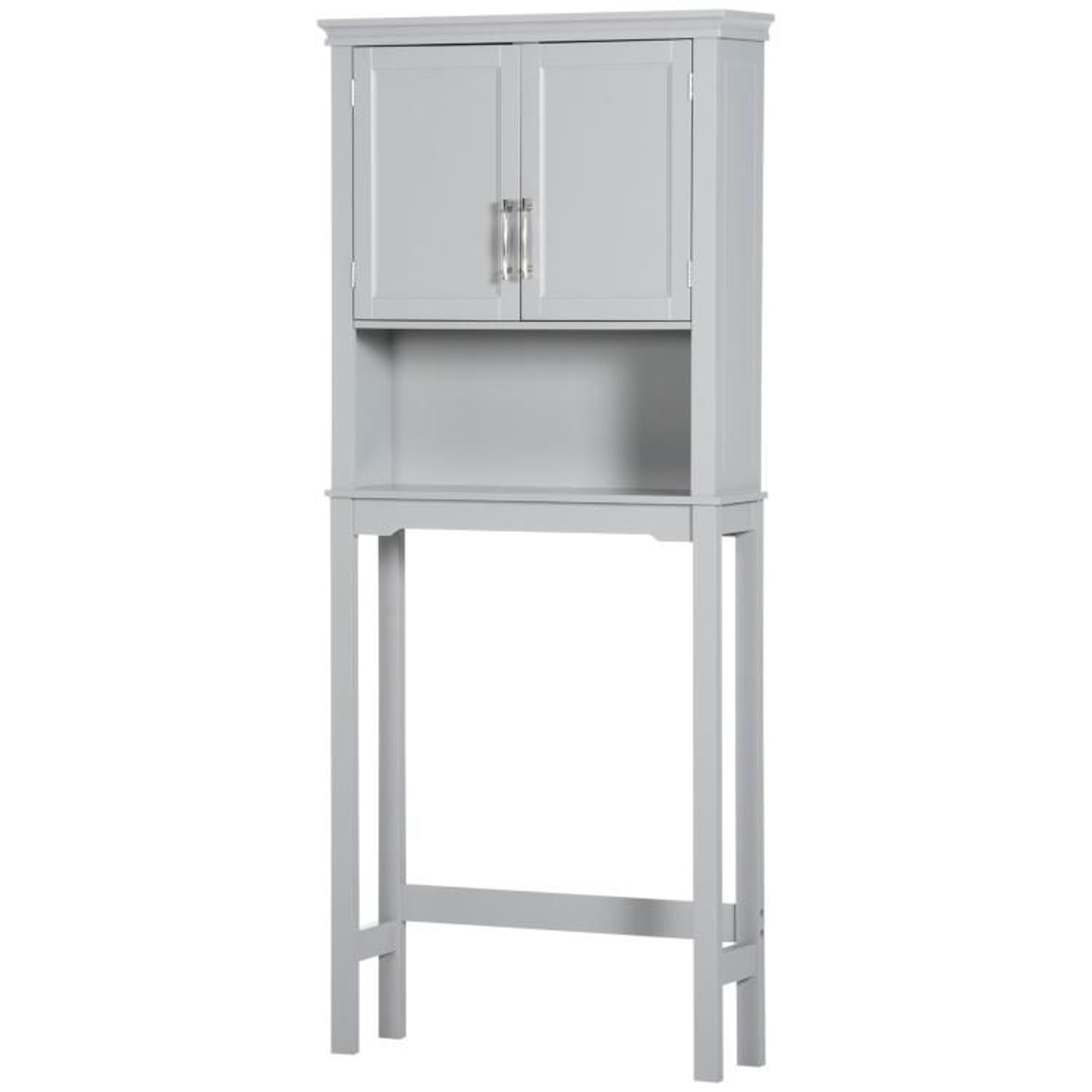 Over The Toilet Storage Cabinet With Adjustable Shelf  Double Doors  Gray 1