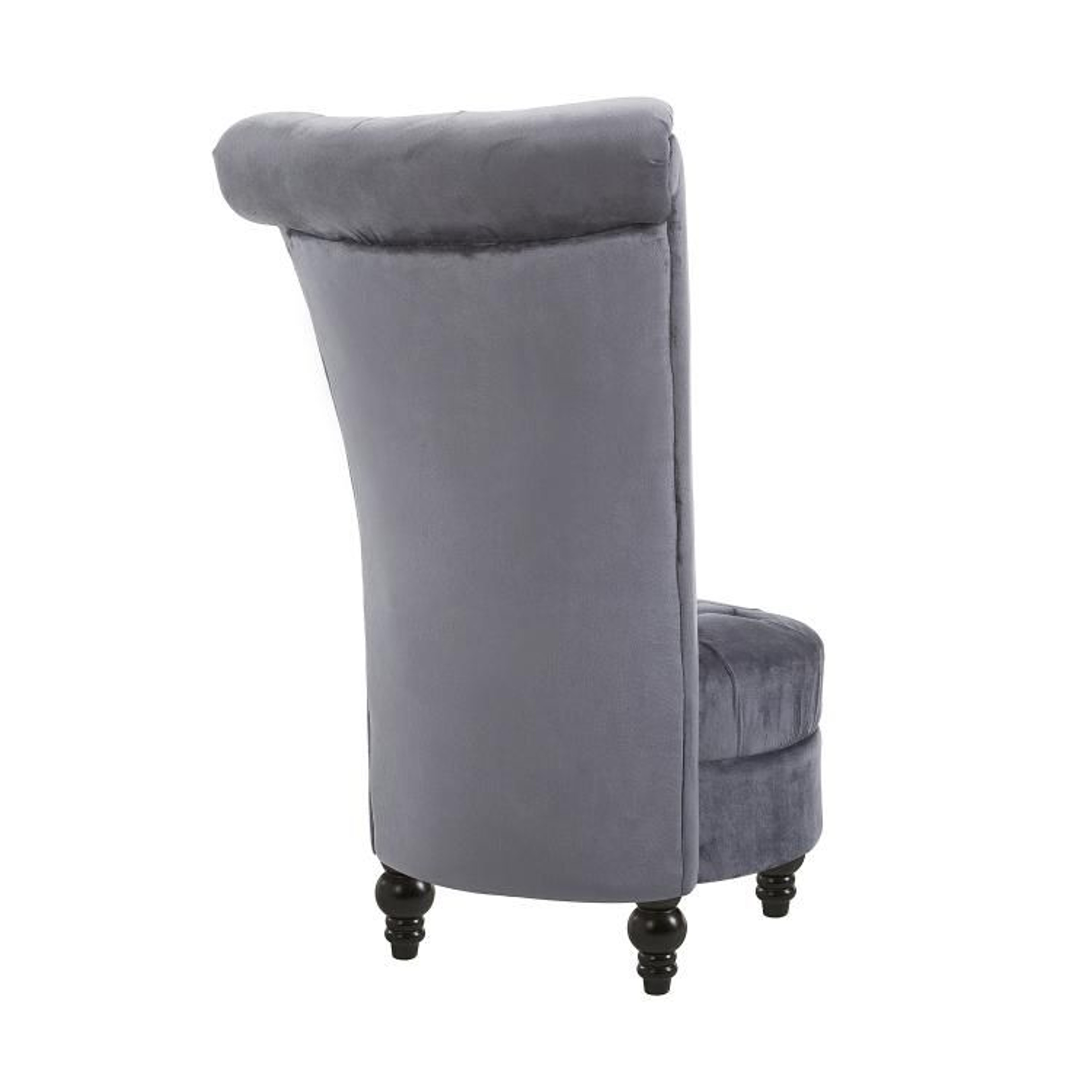 Grey Retro High Back Armless Accent Chair With ButtonTufted Upholstery 1