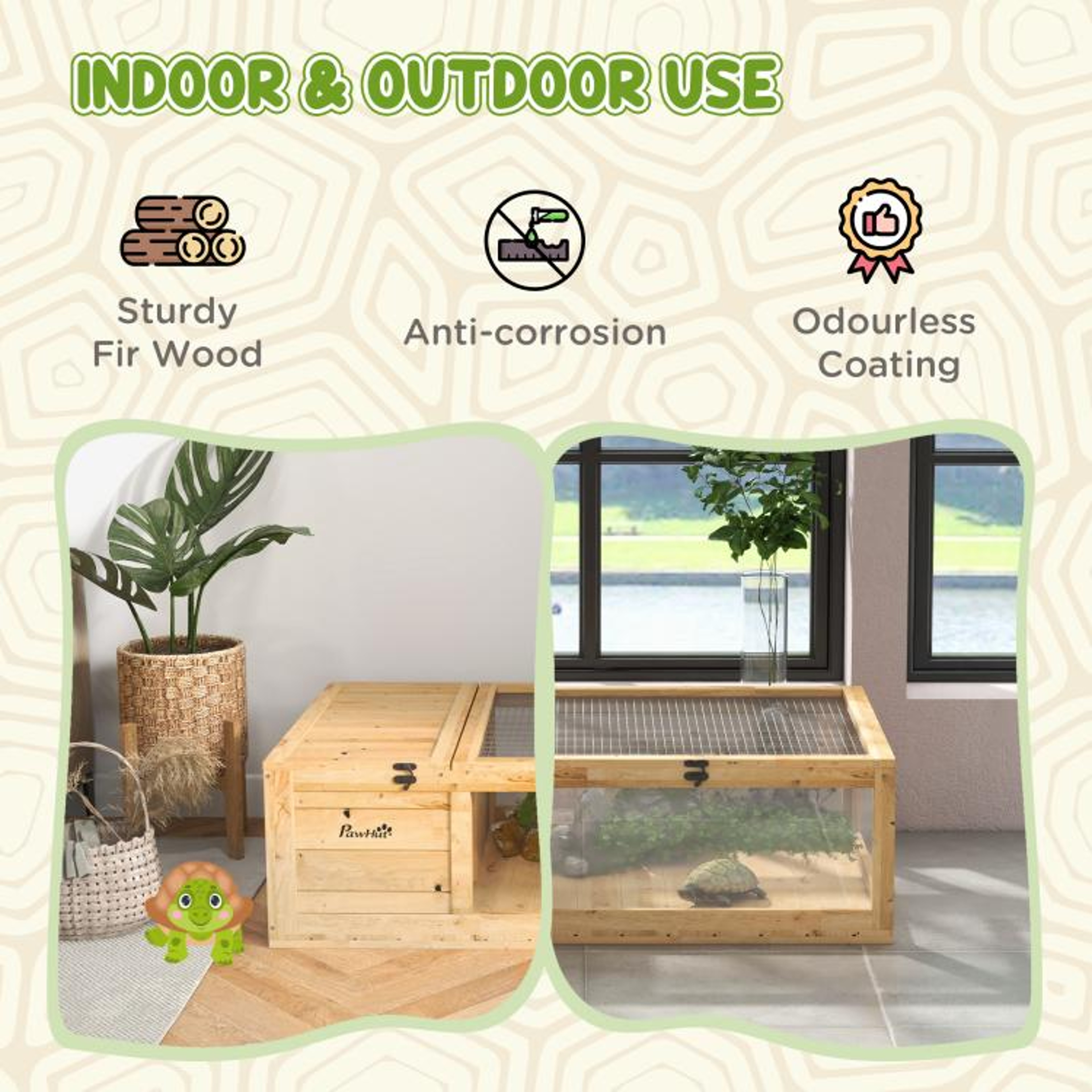 Wooden Reptile Cage With Top Access And TwoRoom Turtle Habitat 4