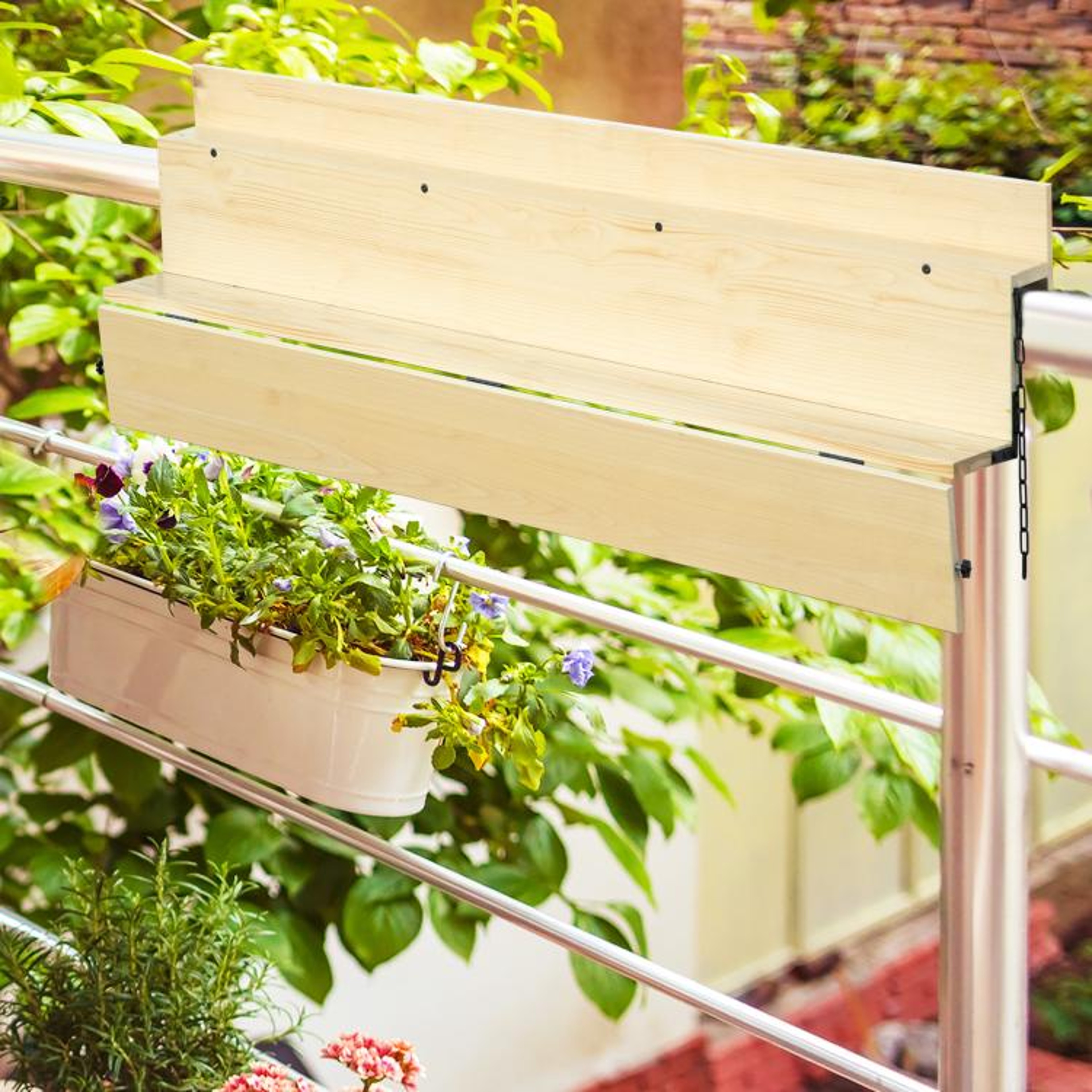 Foldable Balcony Railing Table  Spruce Wood Outdoor Bar And Desk 2